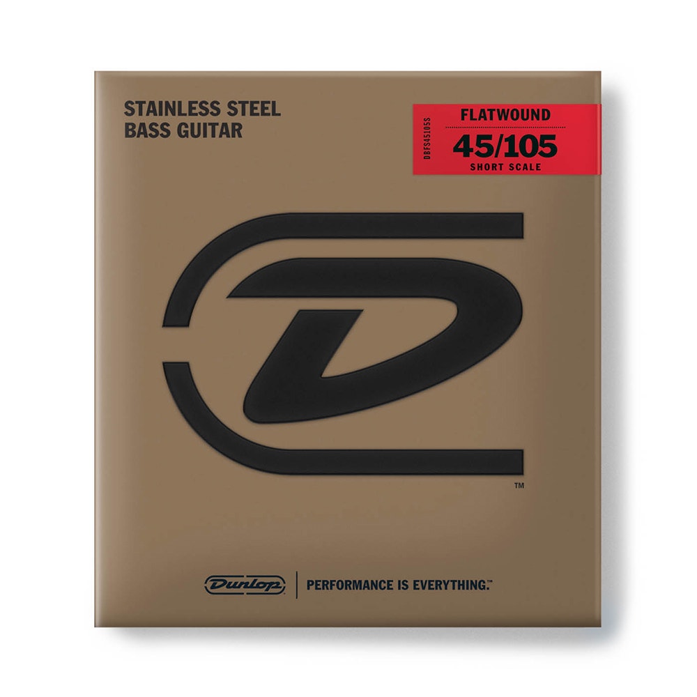 Dunlop DBFS45105S Stainless Steel Flatwound Bass Guitar 4-String 45-105 Short