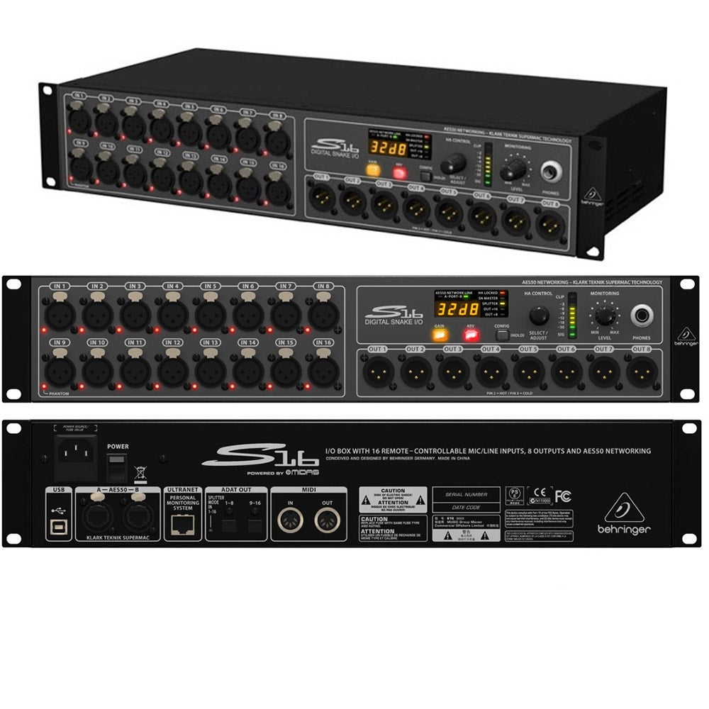 Behringer S16 Digital Snake I/O Box for X32 Mixer 16 Mic 8 Out AES50 S-16 (Open Box)