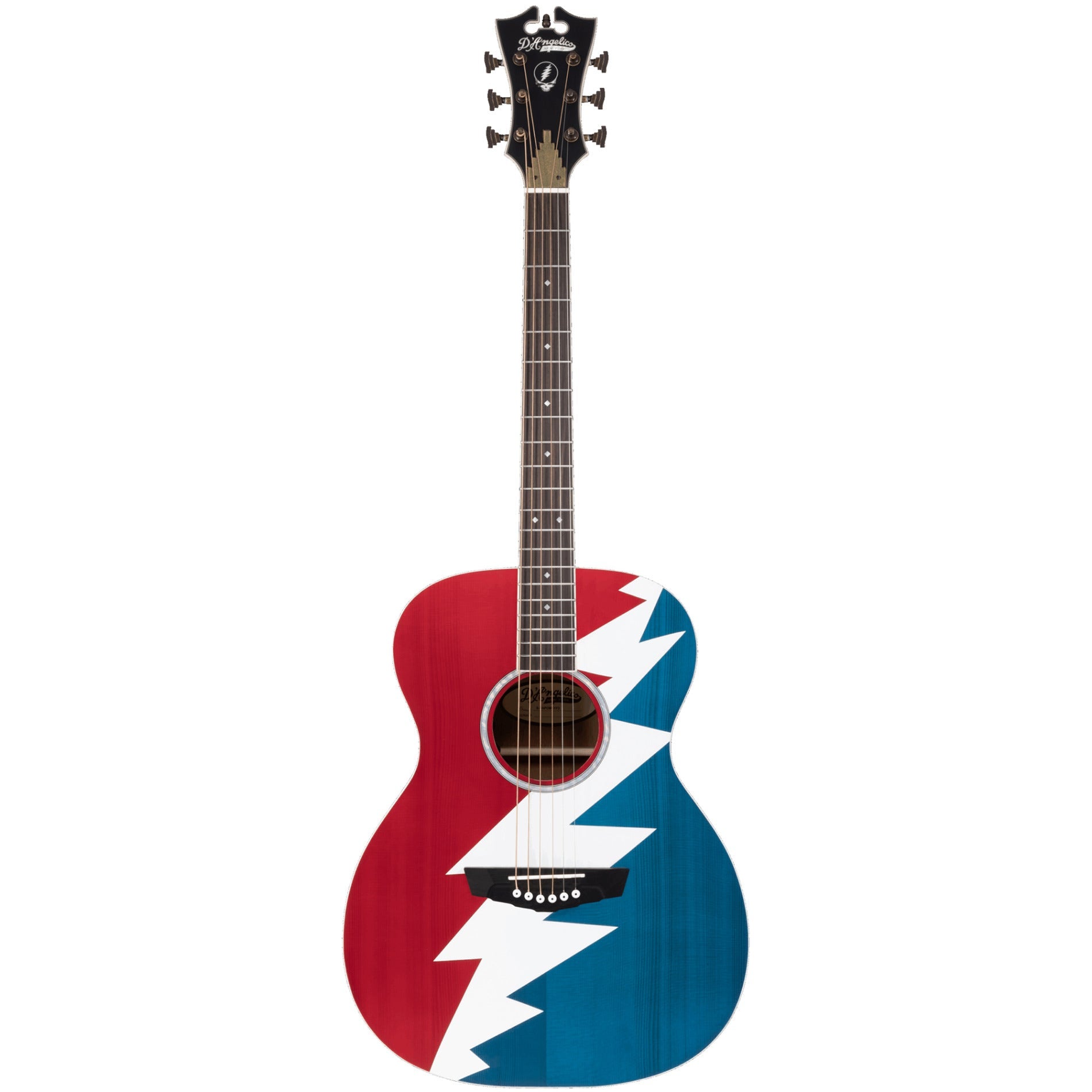D'Angelico Limited Edition Premier Grateful Dead Tammany Orchestra Acoustic-Electric Guitar, Red White & Blue Lightning Bolt