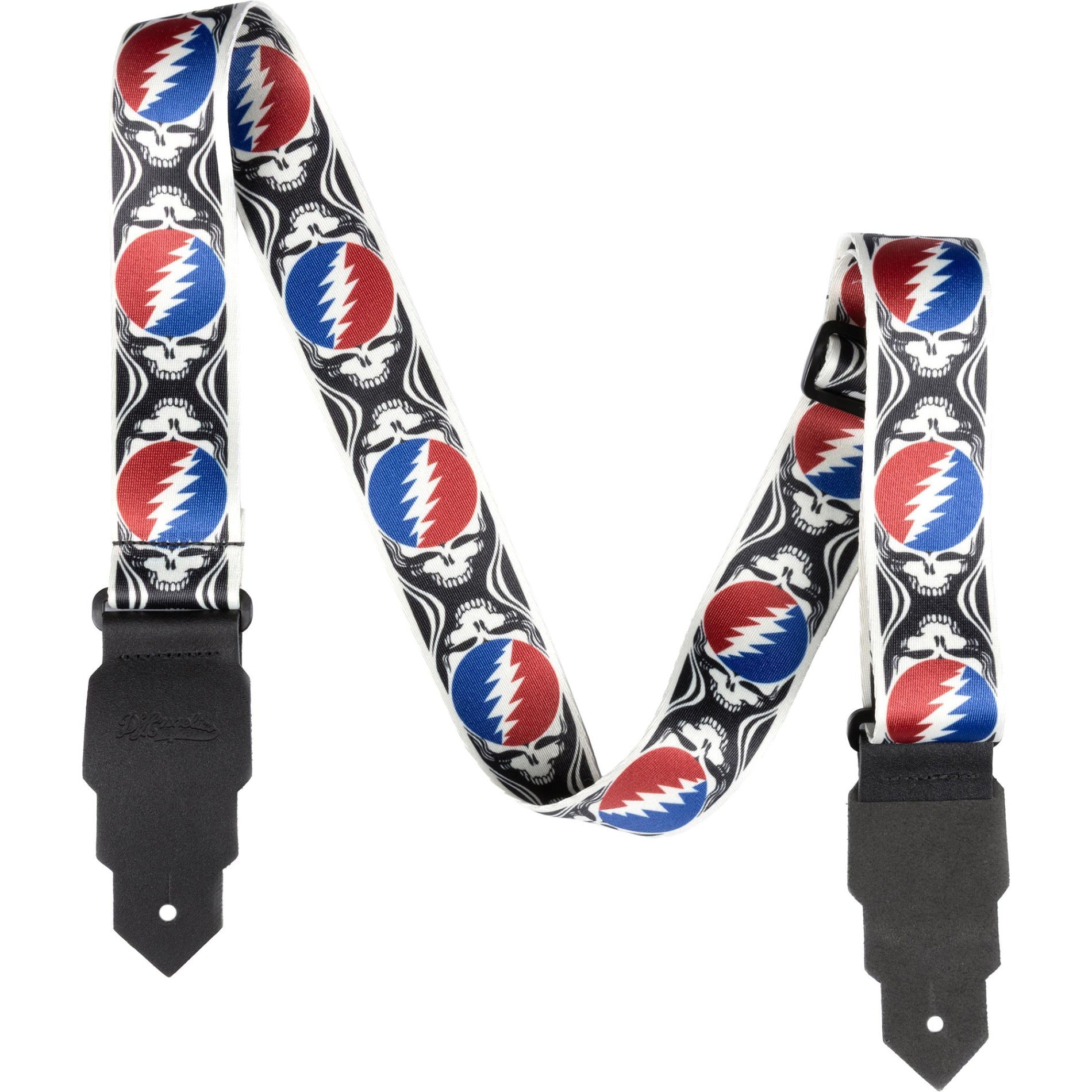 D'Angelico Limited Edition Grateful Dead Premium Nylon Guitar Strap, Steal Your Face Skulls