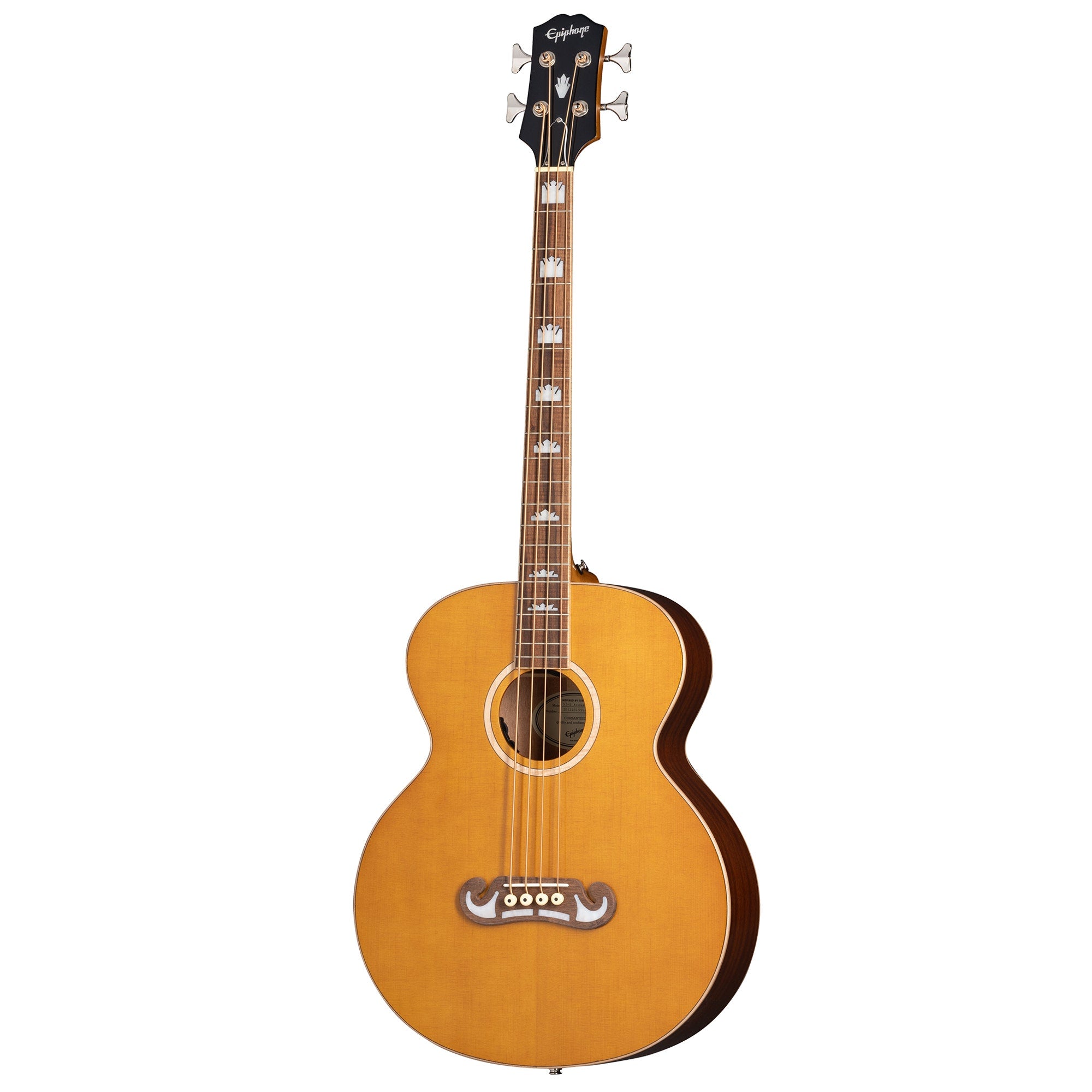 Epiphone El Capitan J-200 Studio Acoustic-Electric Bass Guitar, Aged Vintage Natural
