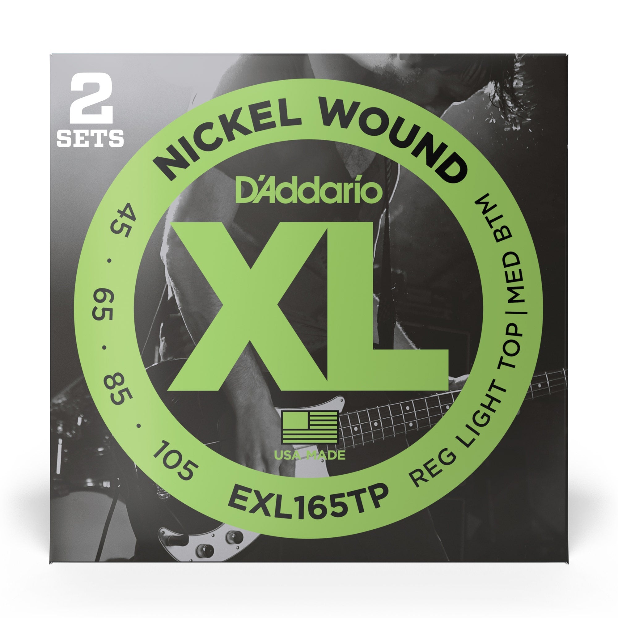 2 Sets of D'Addario EXL165 XL Nickel Custom Light Bass Strings (45-105)