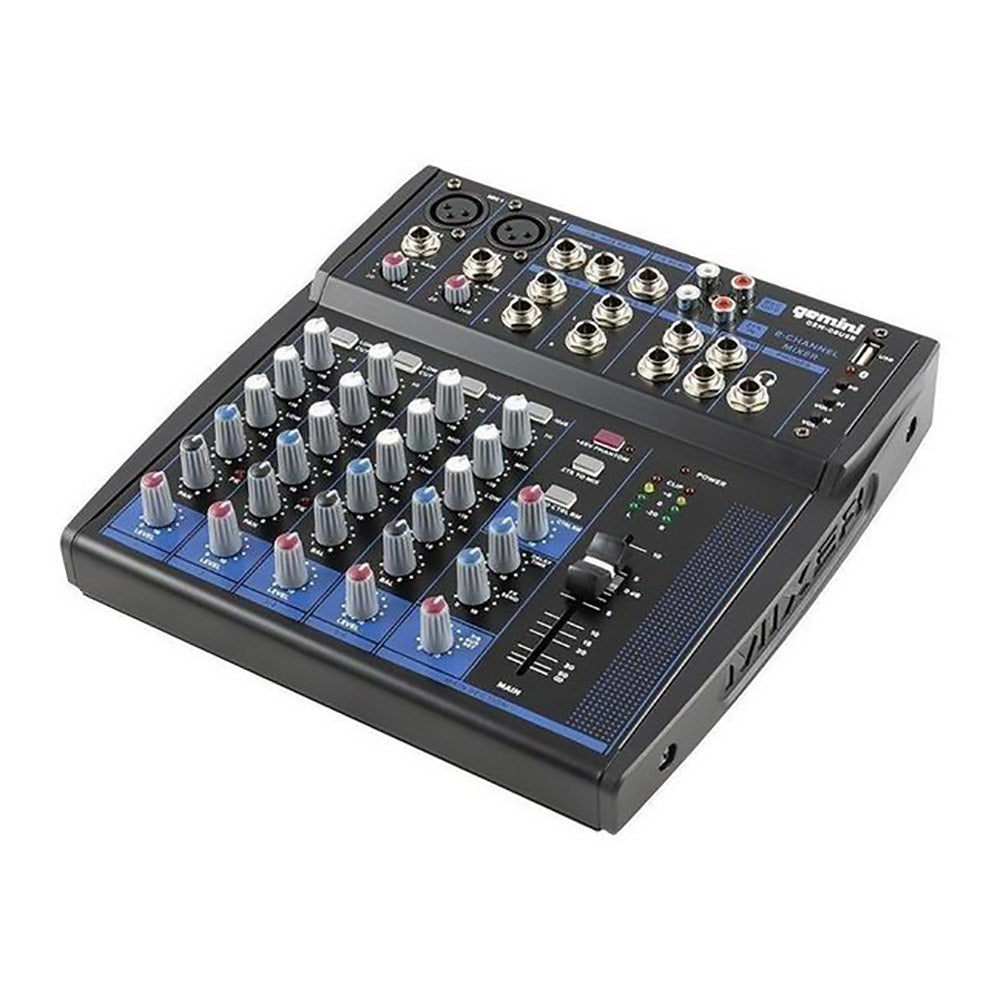 Gemini Sound GEM-08USB Compact 8-Channel Bluetooth Audio Mixer w/ USB Playback