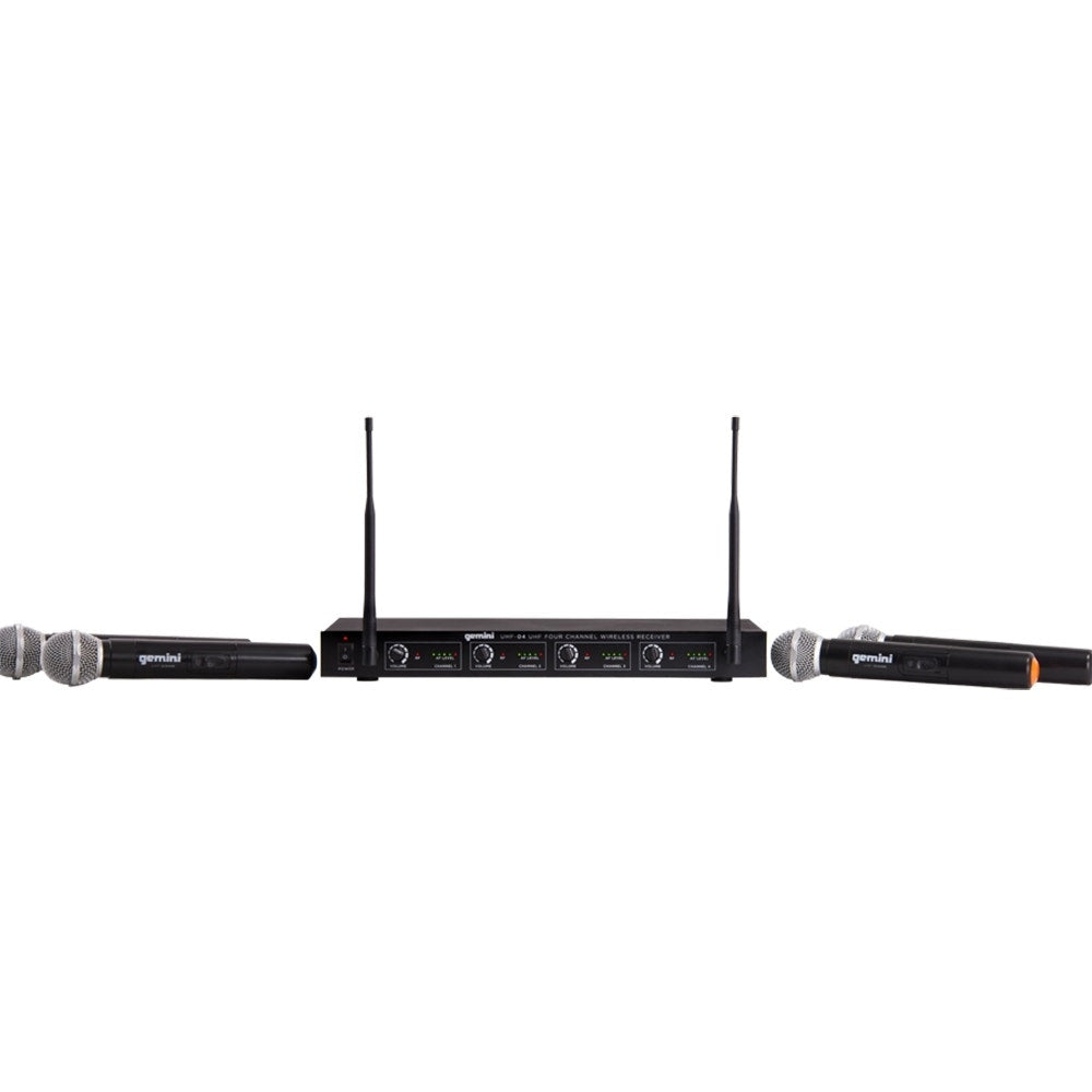 Gemini UHF-04M 4-Channel Wireless Microphone System - Open Box