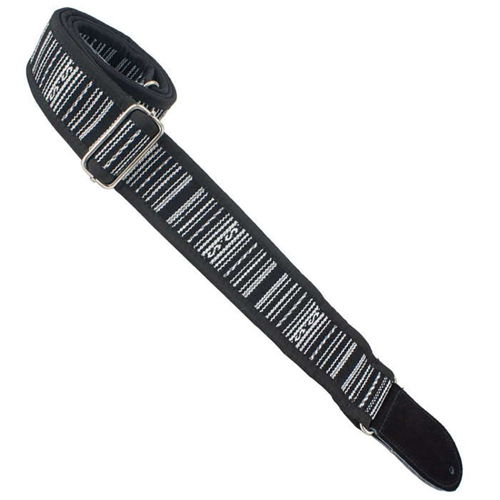 Henry Heller HPSE-08 2" Matador Jr. Series Inca Patterned Guitar Strap, Black/White Stripes