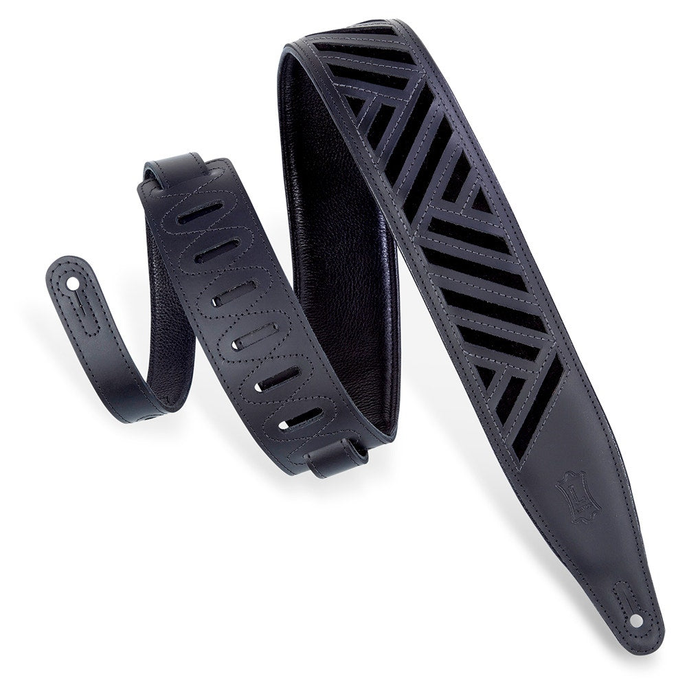 Levy's Leathers MC317DCO-BLK-BLK Deluxe Series Diamond Cut Out Guitar Strap, Black