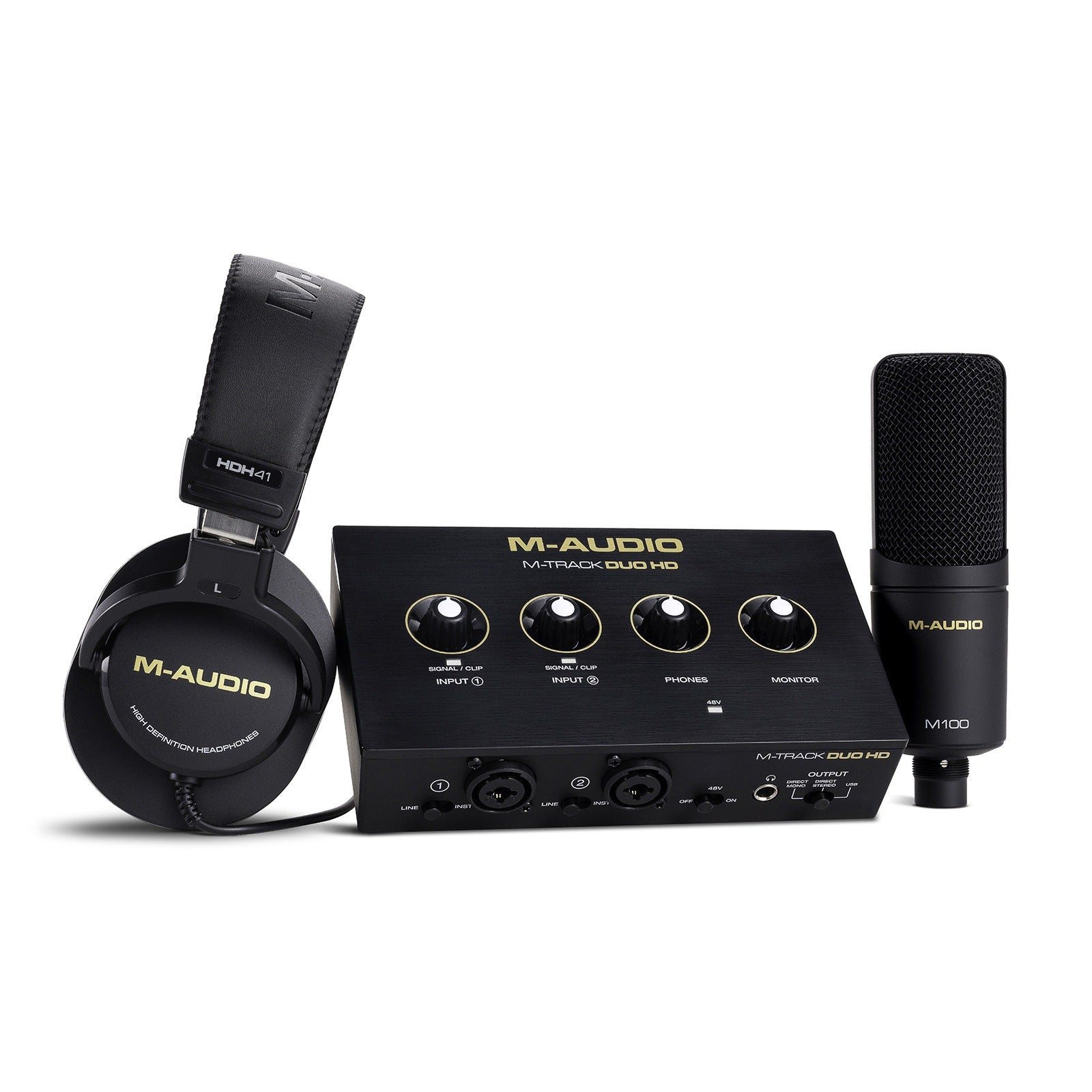 M-Audio M-Track Duo HD USB-C Audio Interface & HDH41 Monitoring Headphones Producer Pack