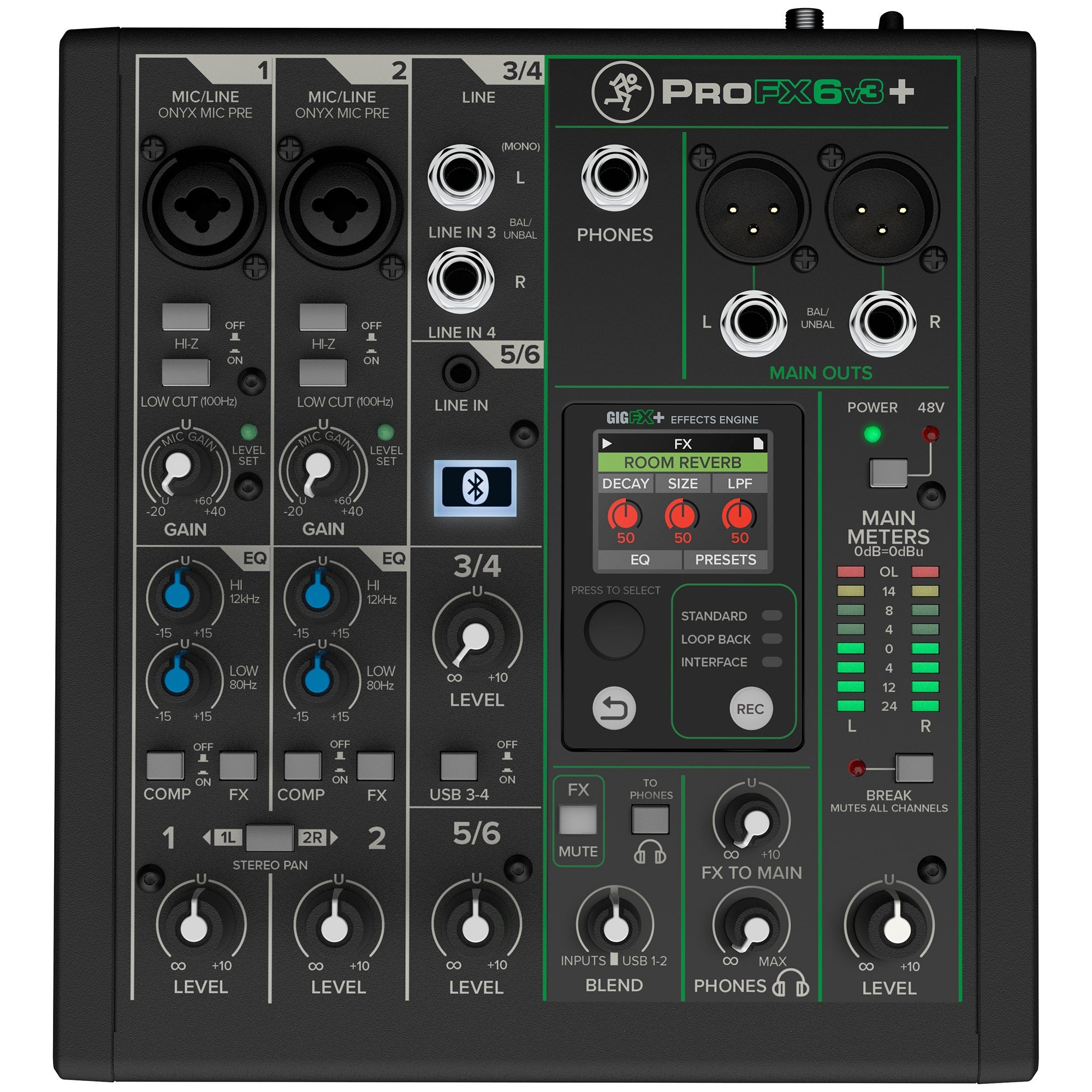 Mackie ProFX6v3+ 6-Channel Analog Mixer with Enhanced FX, USB Recording Modes and Bluetooth