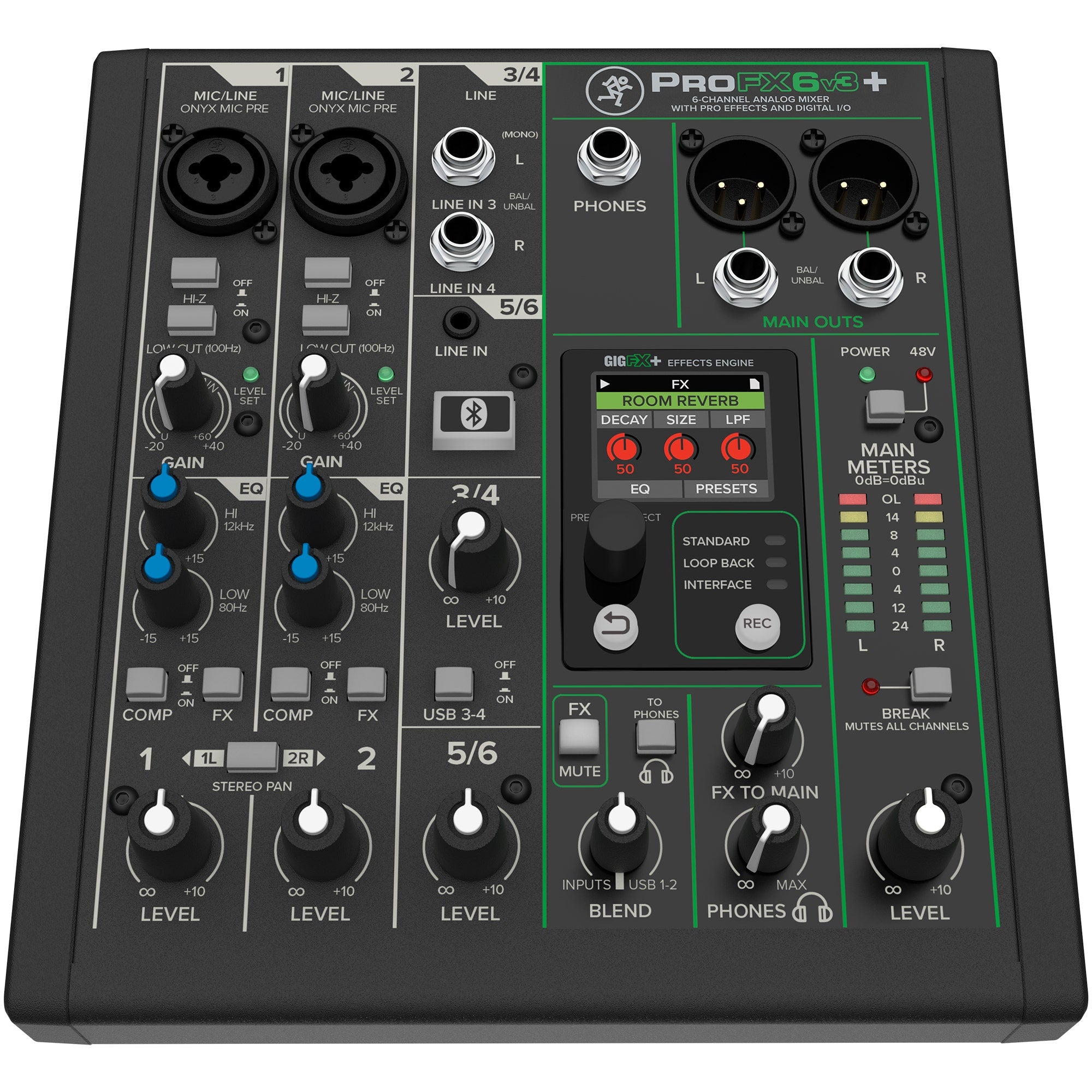Mackie ProFX6v3+ 6-Channel Analog Mixer with Enhanced FX, USB Recording Modes and Bluetooth