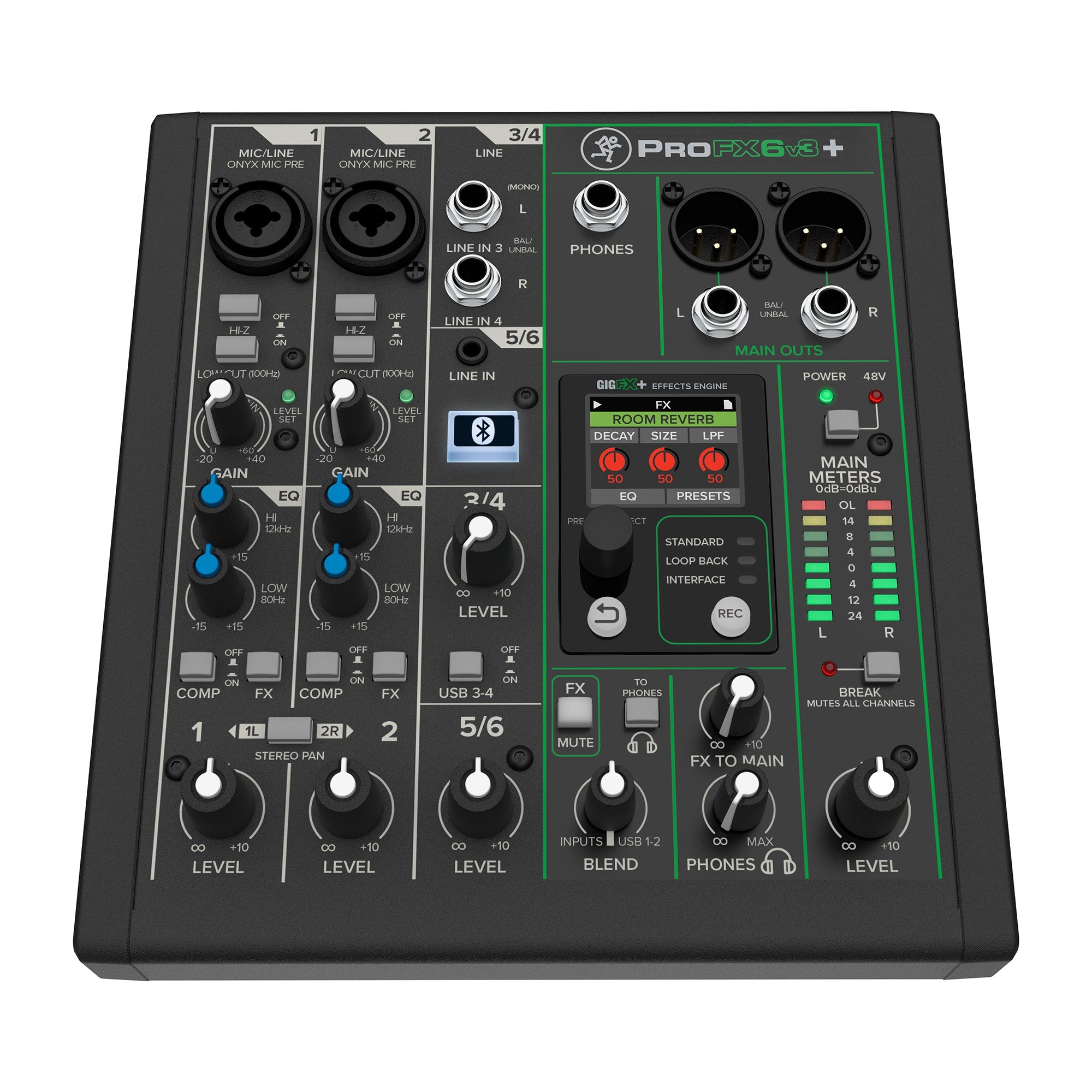 Mackie ProFX6v3+ 6-Channel Analog Mixer with Enhanced FX, USB Recording Modes and Bluetooth