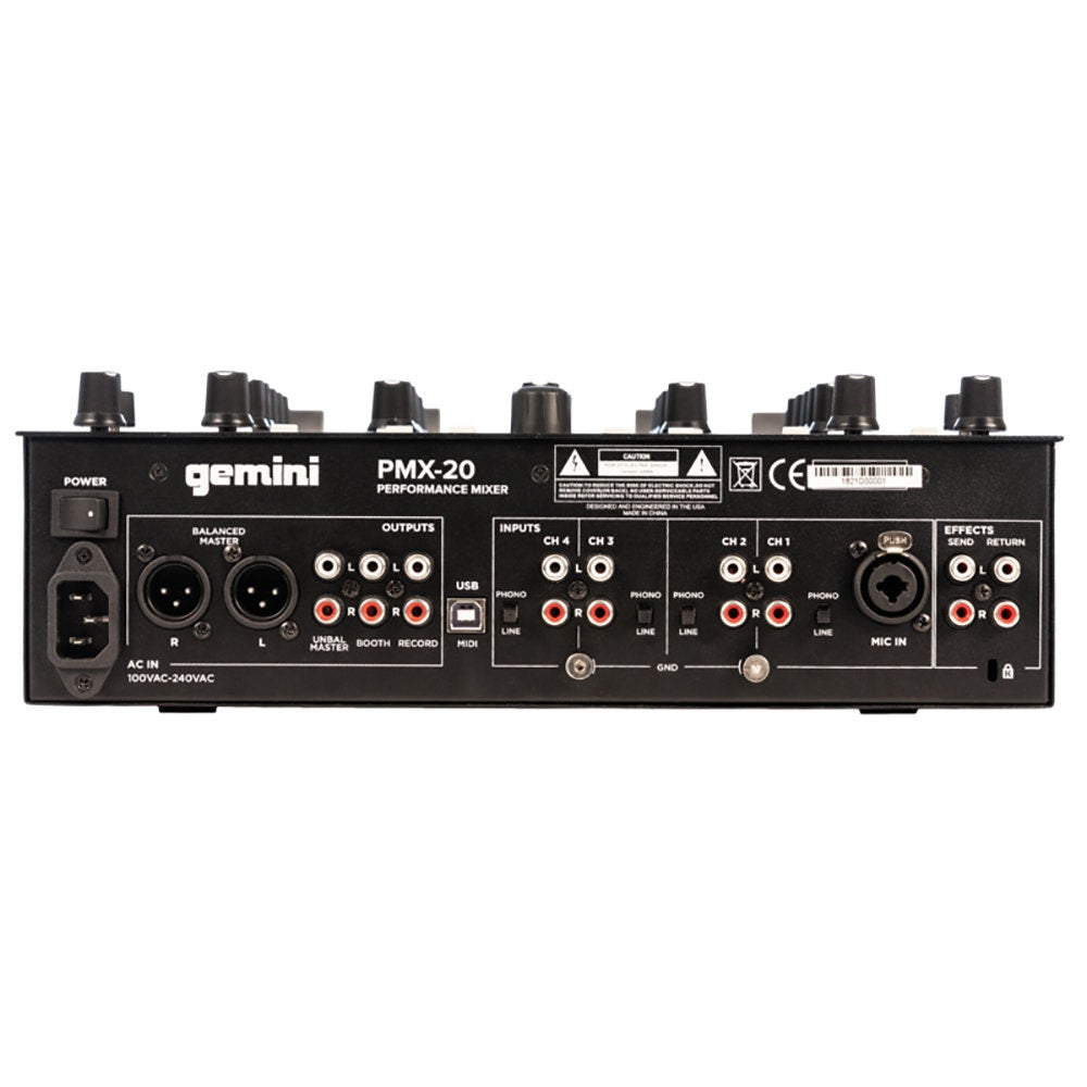 Gemini Sound PMX-20 Digital DJ Performance Mixer, 4 Channels