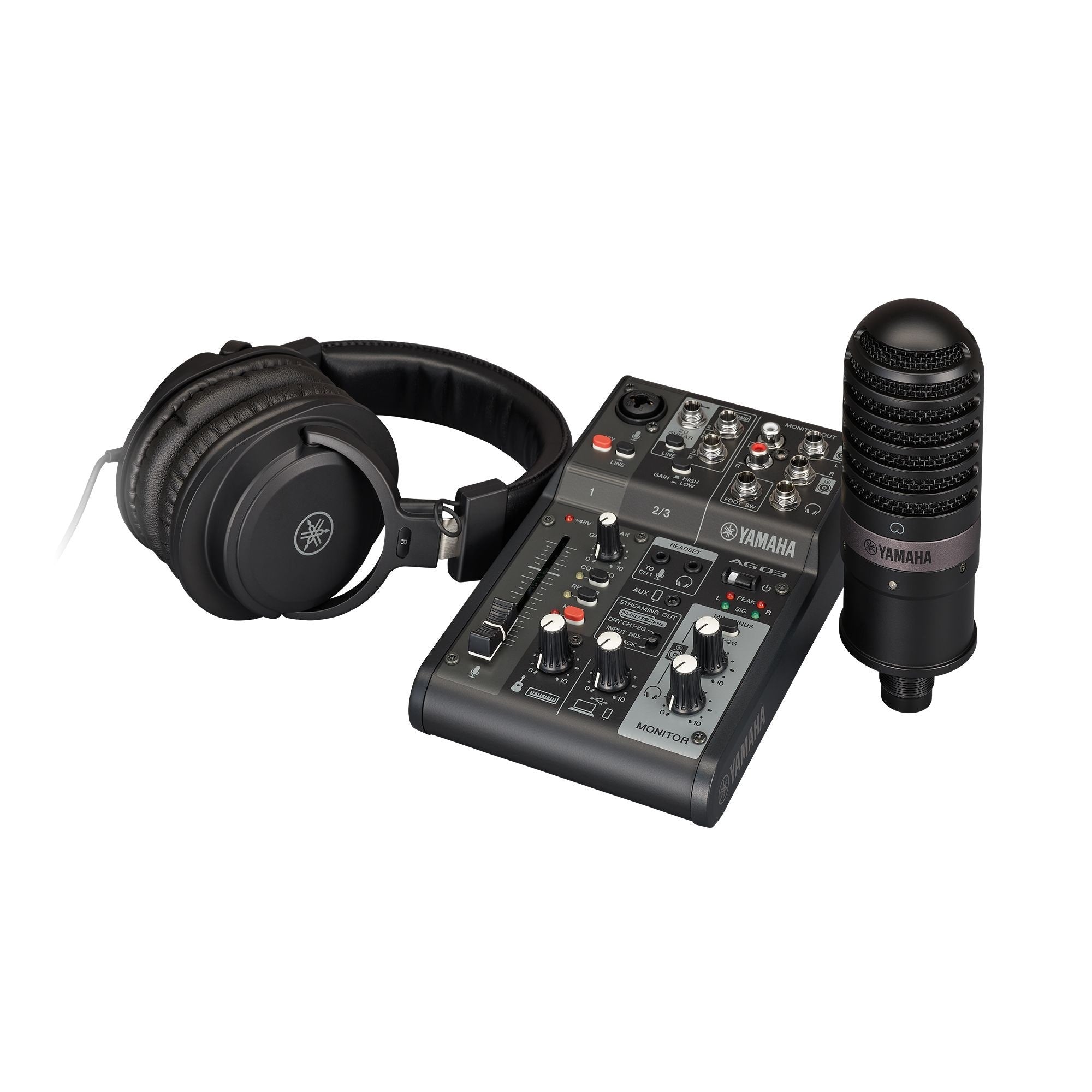 Yamaha AG03MK2 LSPK USB Loopback Live Streaming Kit with Mixer, Mic & Headphones, Black
