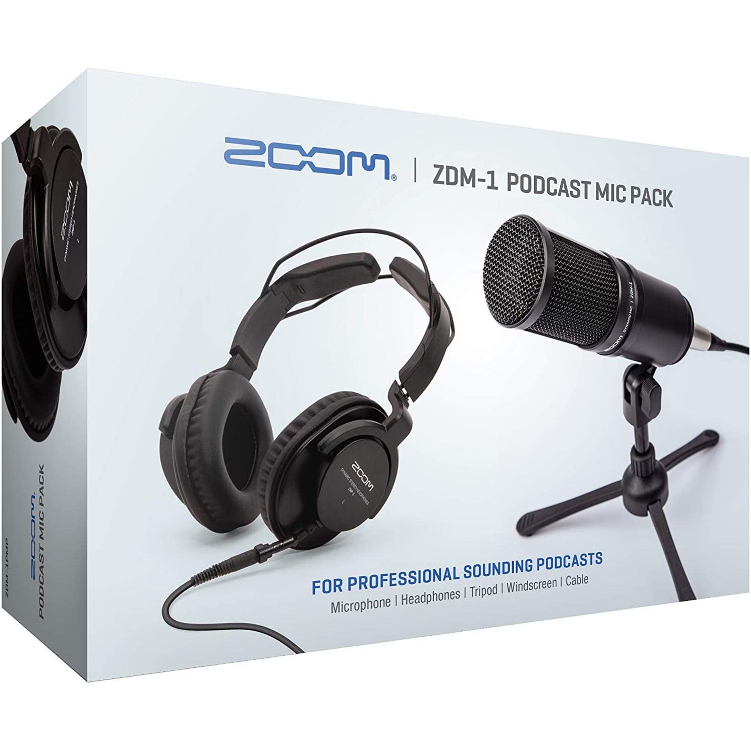Zoom ZDM-1 Podcast Mic Pack Microphone, Mic Stand, Headphones & Cable Bundle