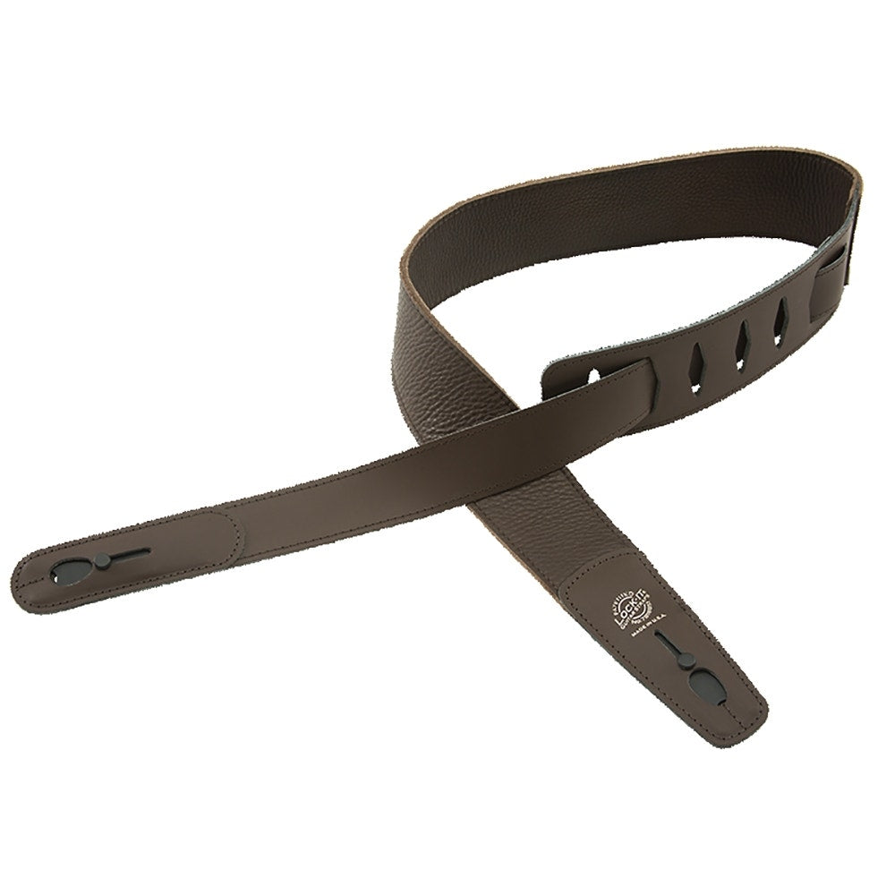 Lock-It Straps 2 3/4" Leather Guitar Strap - Brown