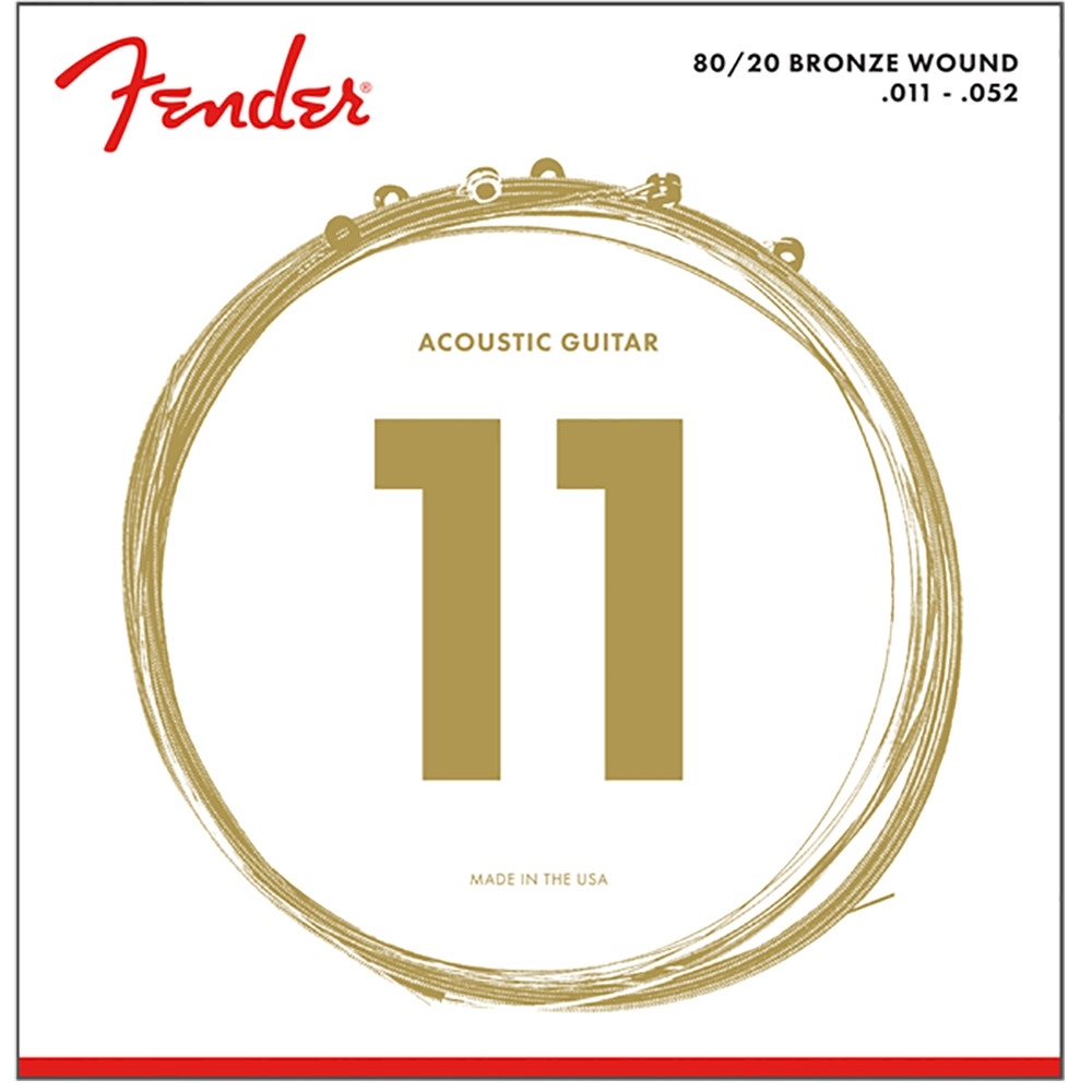 Fender 70CL 80/20 Bronze Acoustic Guitar Strings, Custom Light (11-52)