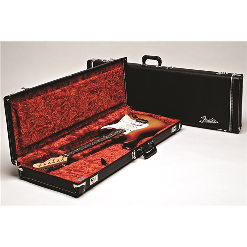 Fender Deluxe Stratocaster/Telecaster Electric Guitar Hard Case - Black/Orange