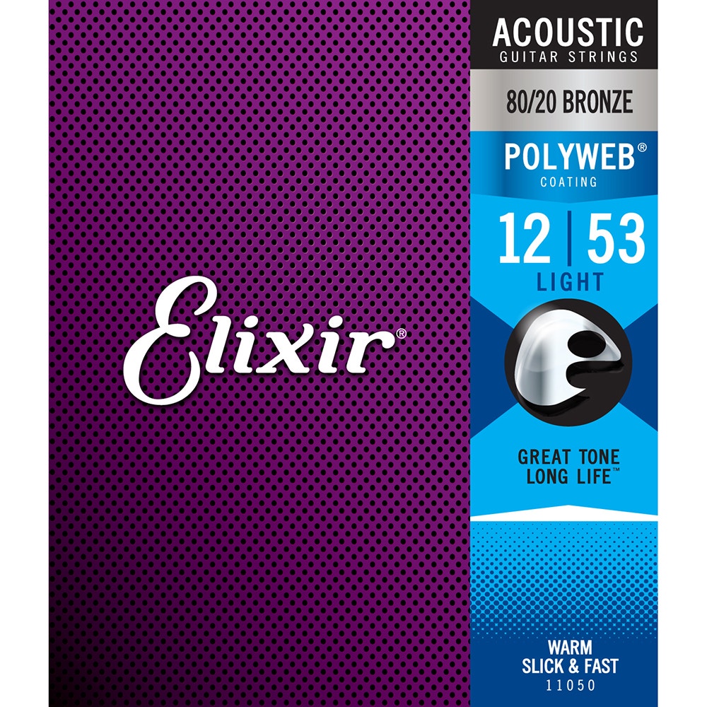 Elixir Polyweb 80/20 Bronze Light Acoustic Guitar Strings 11050 1 Set 12-53