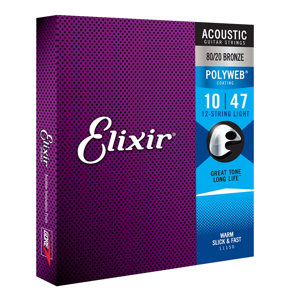 Elixir 11150 12-String 80/20 Bronze with Polyweb Coating Light Acoustic Guitar Strings (10-47)