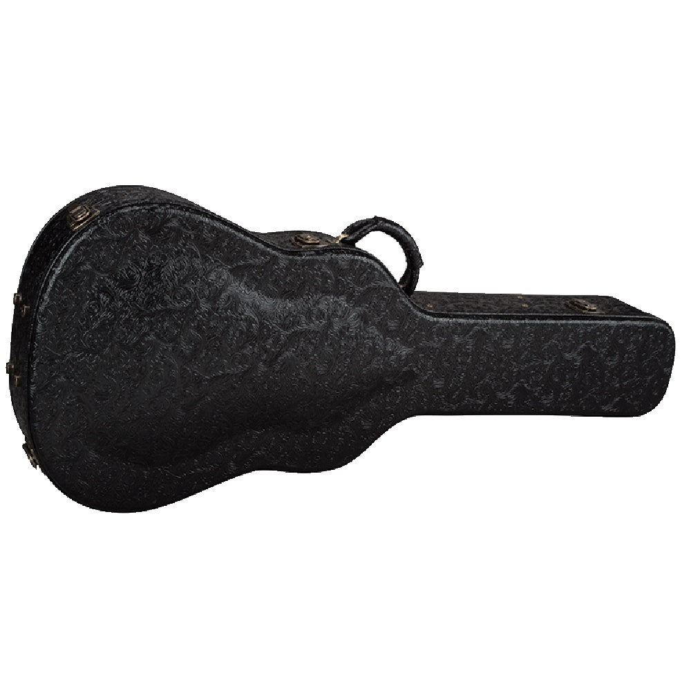 Luna HSDG Dreadnought/Concert Guitar Hard Case - Tooled Leather Look Black