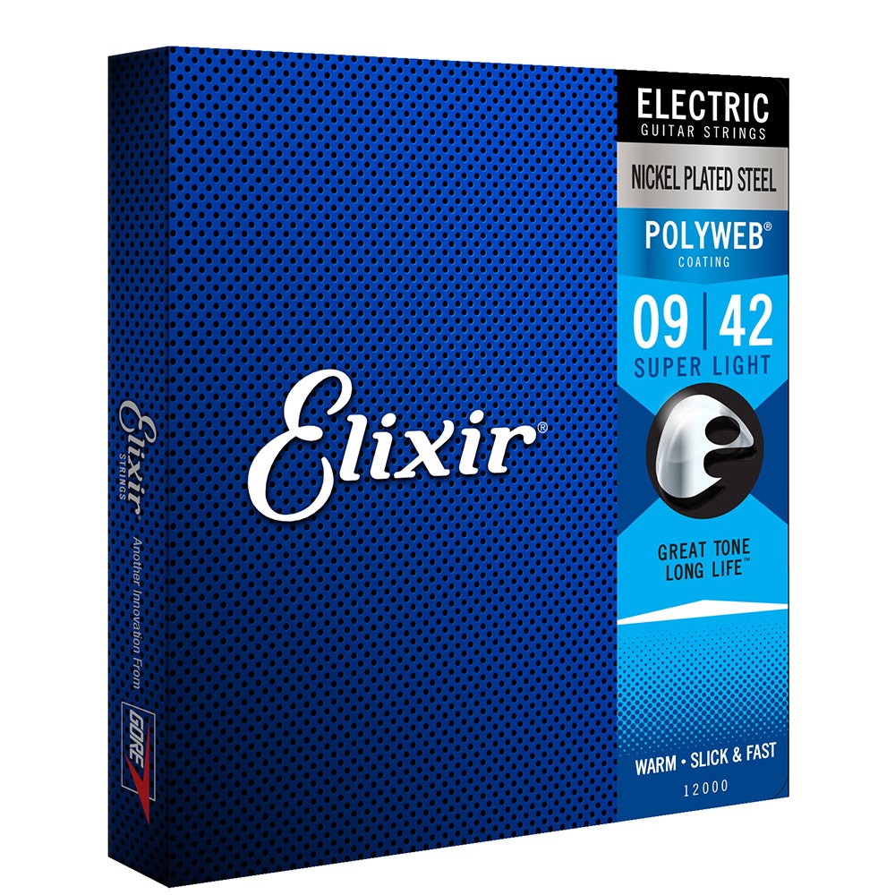 Elixir 12000 Electric Nickel Plated Steel with POLYWEB® Coating Guitar Strings (9-42)