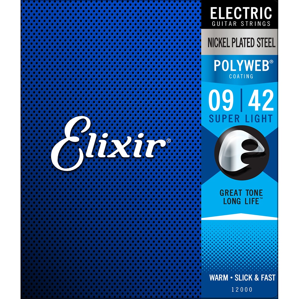 Elixir 12000 Electric Nickel Plated Steel with POLYWEB® Coating Guitar Strings (9-42)