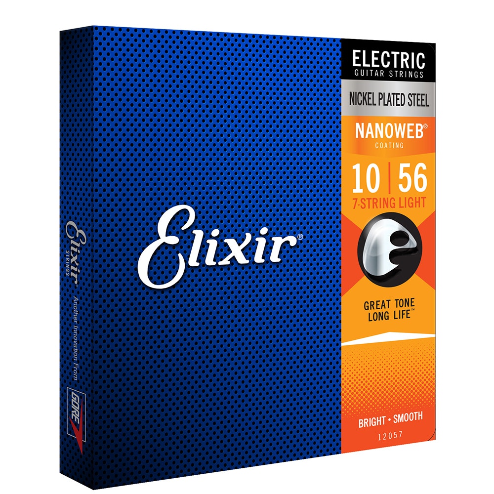 1 Set of Elixir 12057 Nanoweb 7 string Electric Guitar Strings Light 10-56