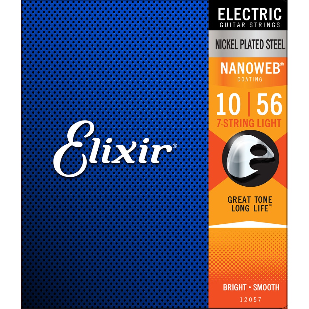 1 Set of Elixir 12057 Nanoweb 7 string Electric Guitar Strings Light 10-56
