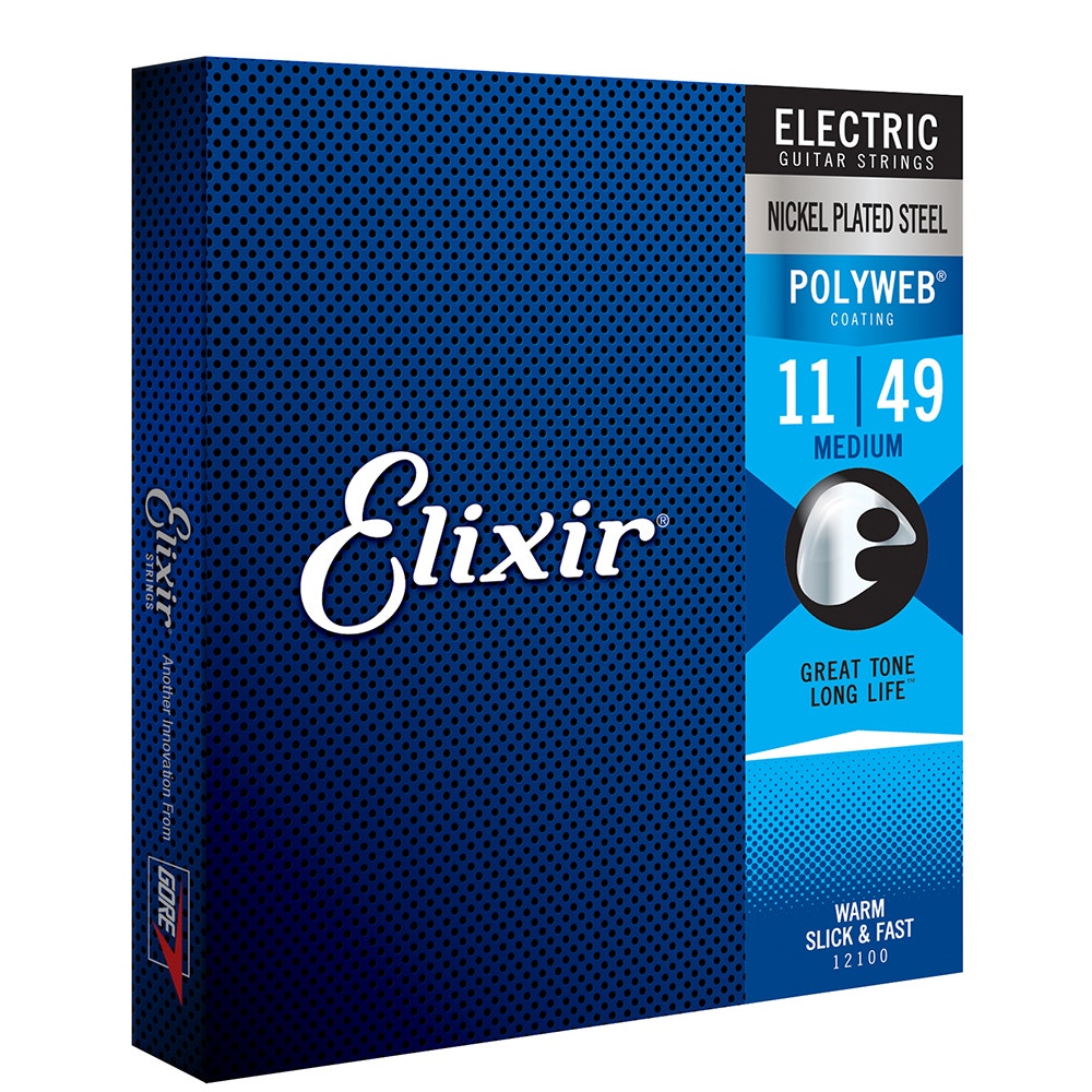 Elixir 12100 Polyweb Coating Electric Guitar Strings, Medium (11-49)