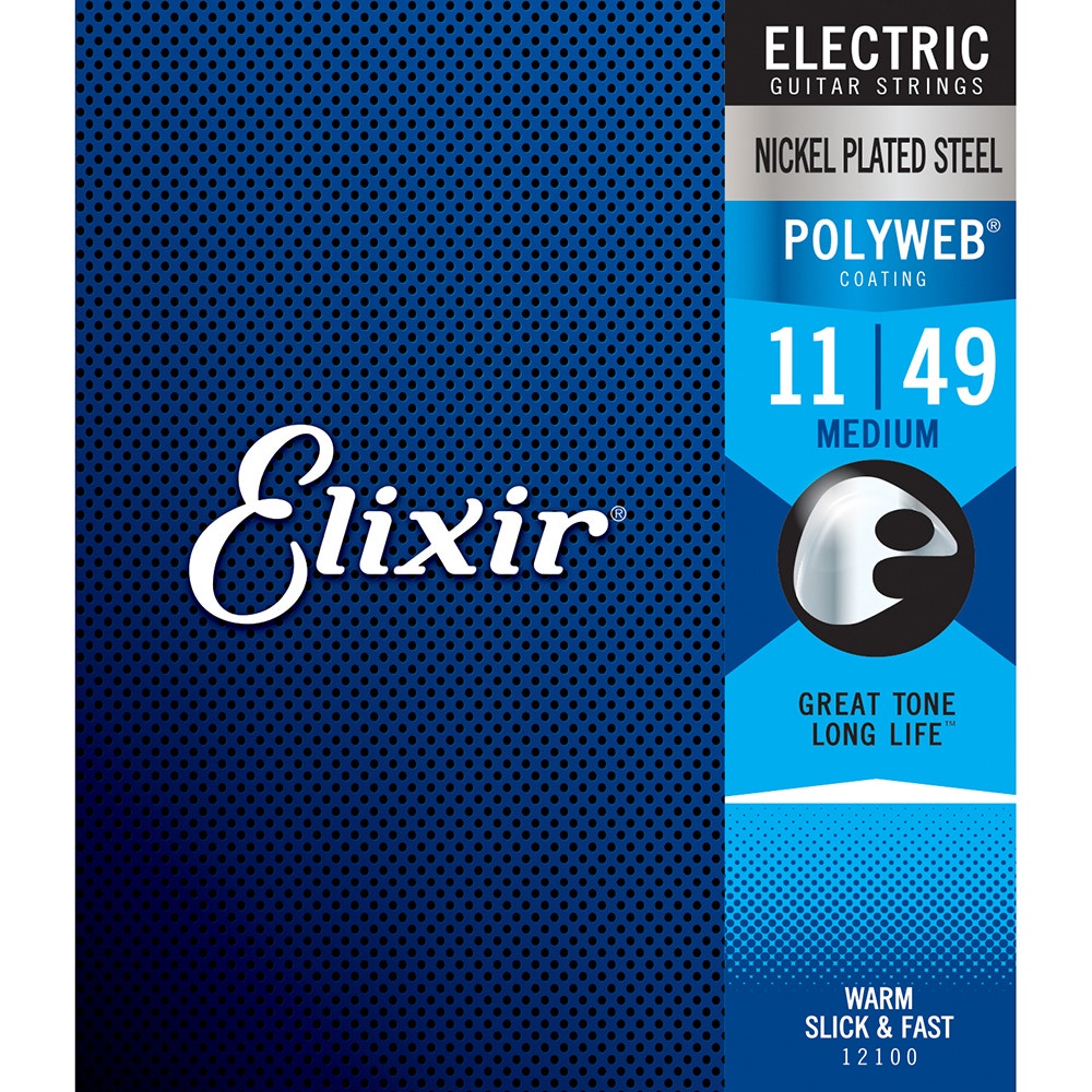 Elixir 12100 Polyweb Coating Electric Guitar Strings, Medium (11-49)
