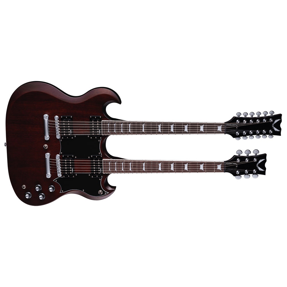Dean GS DBL WBS Gran Sport Double Neck Electric Guitar with Case - Worn Brown