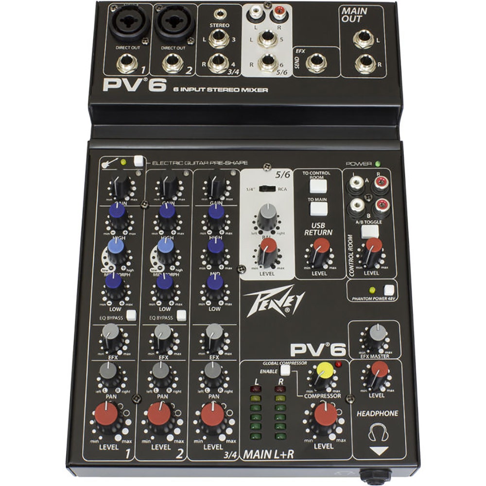 Peavey PV6 6-Input Stereo Mixer (New Version)
