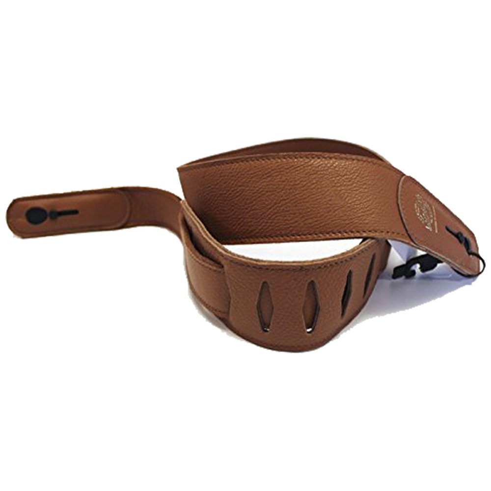 Lock-It Straps 2.5" Luxury Leather Patented Locking Technology Guitar Strap in Tan