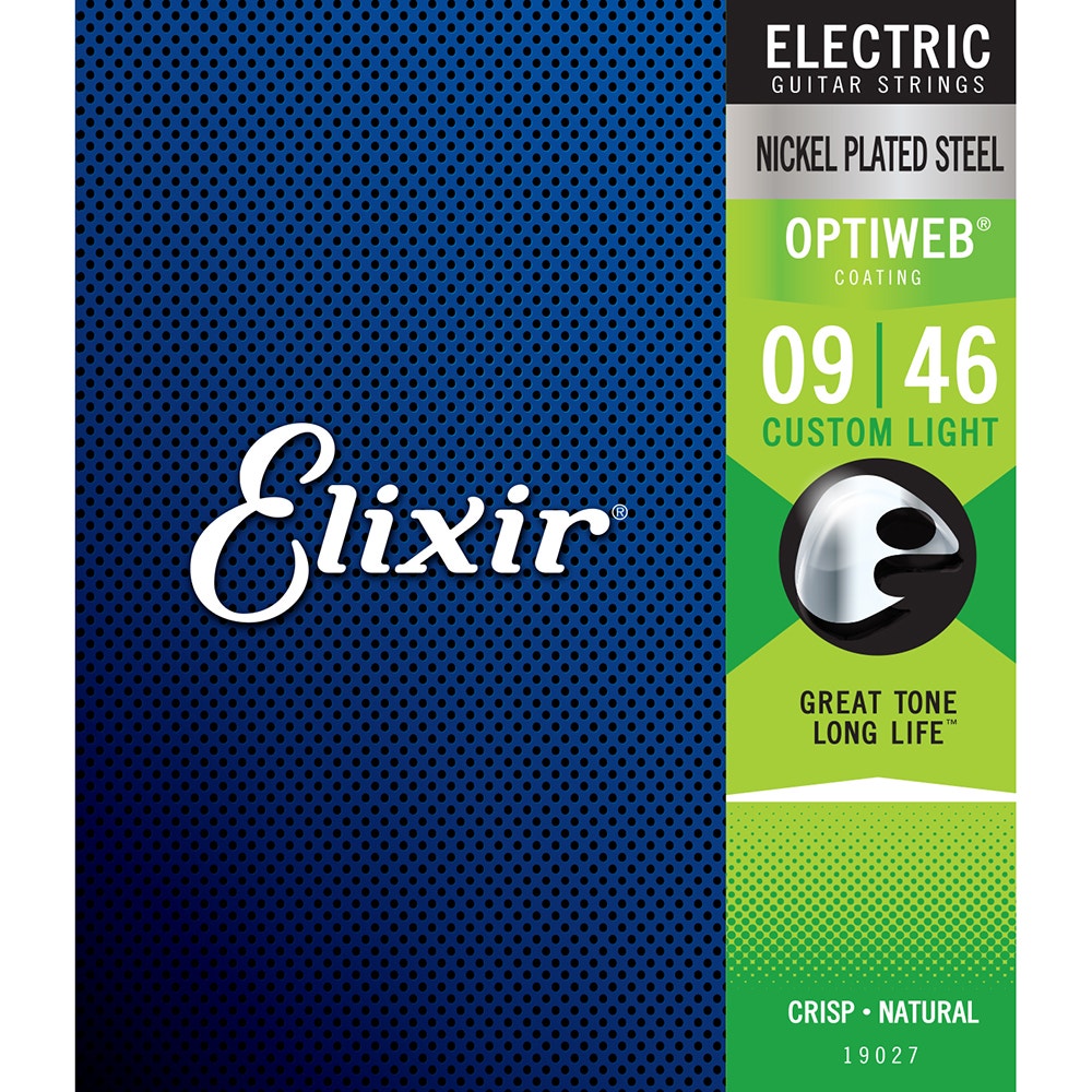 Elixir 19027 Nickel Plated Steel Electric Guitar Strings with OPTIWEB Coating, Custom Light (9-46)