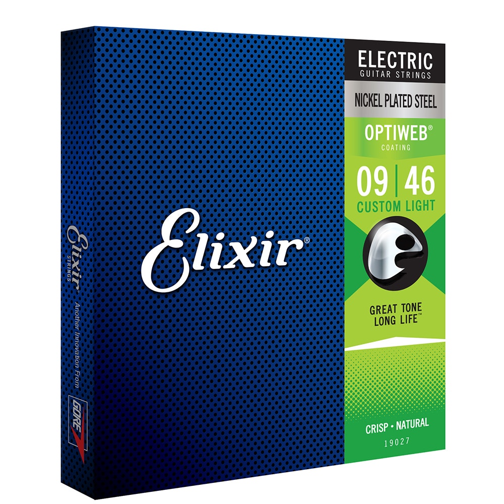 Elixir 19027 Nickel Plated Steel Electric Guitar Strings with OPTIWEB Coating, Custom Light (9-46)