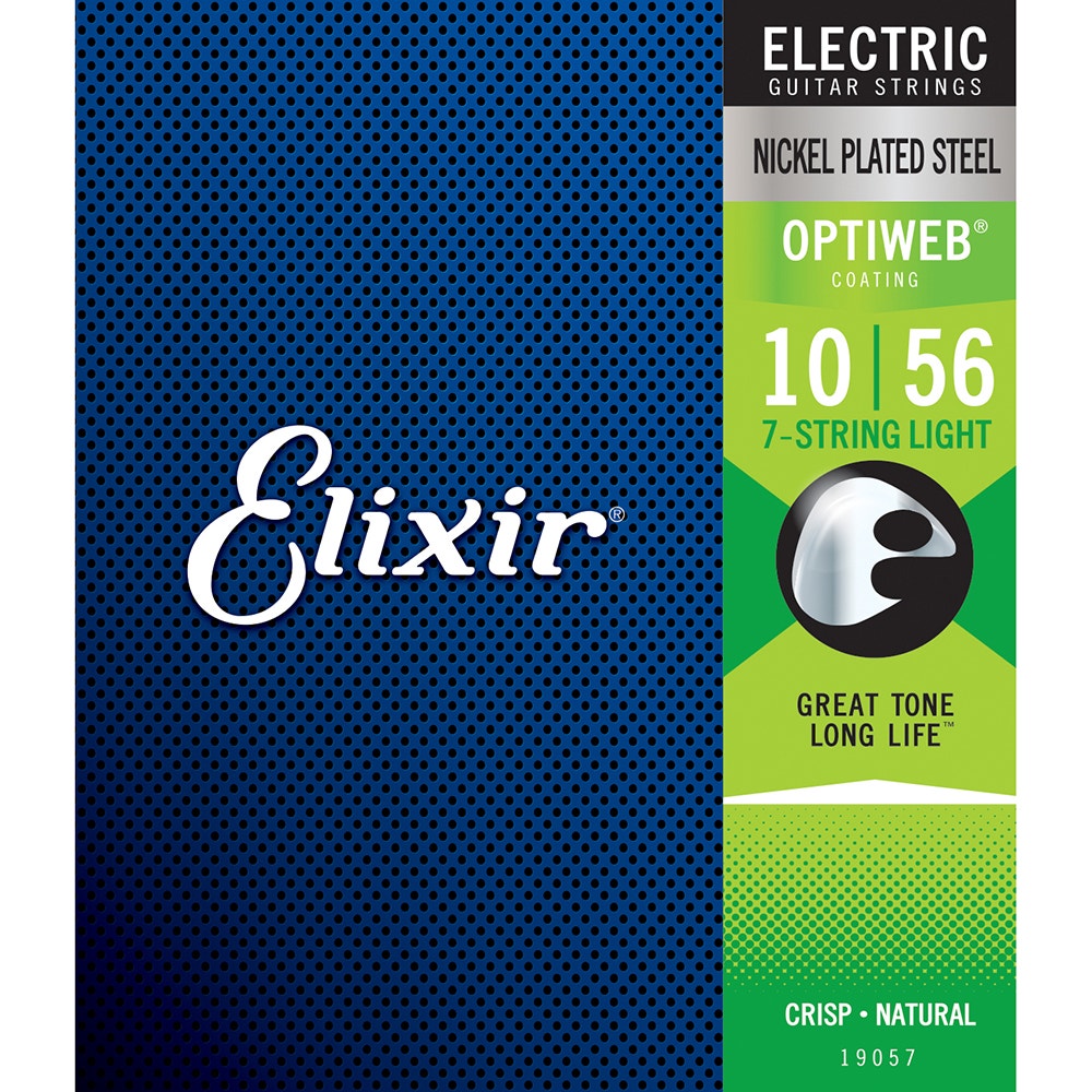 Elixir 19057 Optiweb Coating Electric Guitar Strings, 7-String Light (10-56)