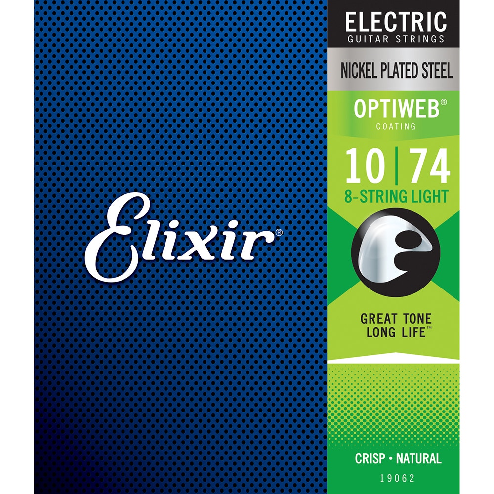 Elixir 19062 OPTIWEB 8 String Electric Guitar Strings - Light (10 - 74)