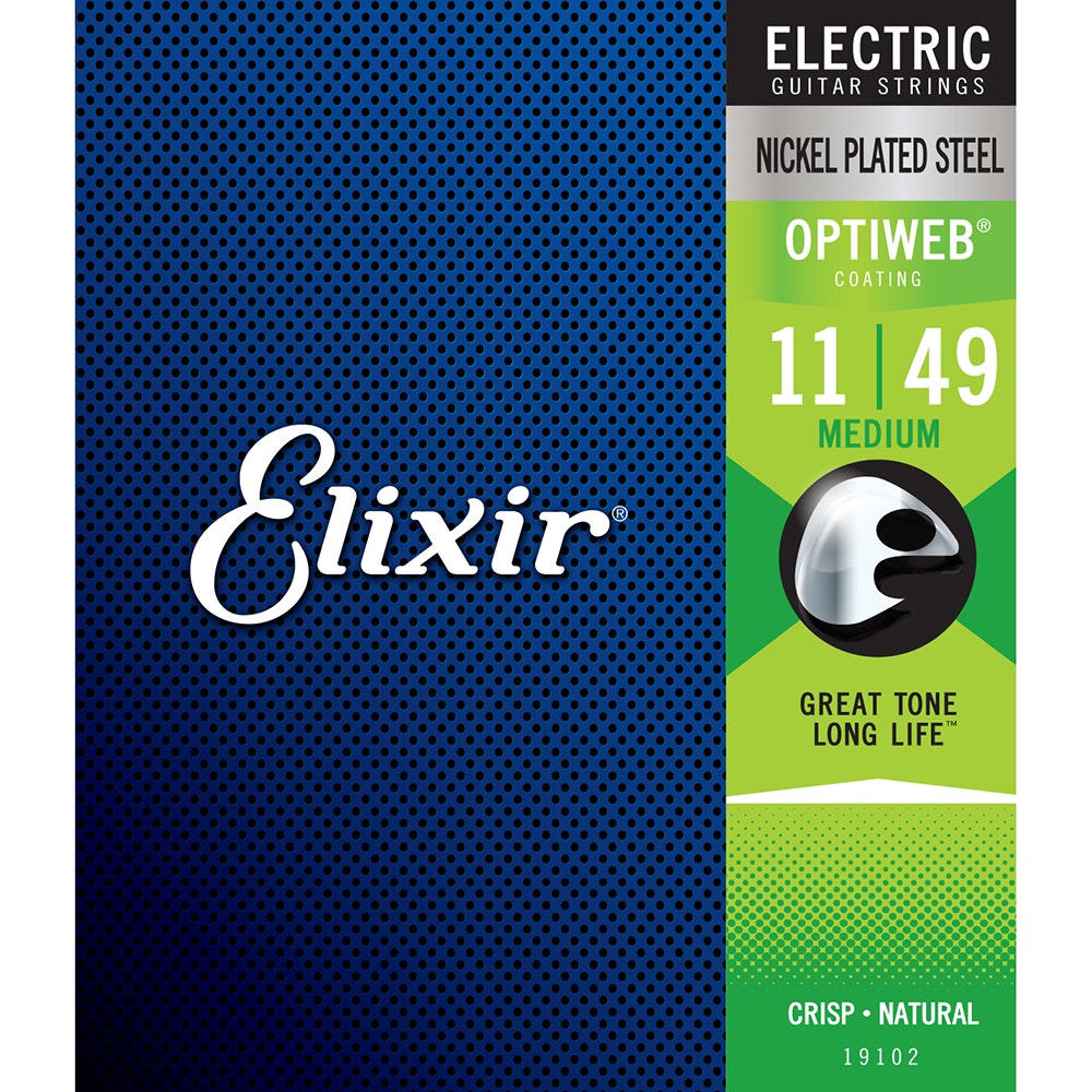 Elixir 19102 Nickel Plated Steel Electric Guitar Strings with OPTIWEB Coating, Medium (11-49)