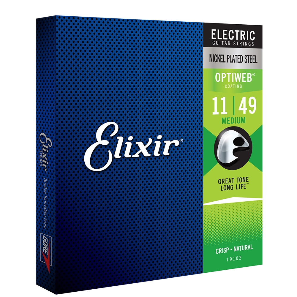 Elixir 19102 Nickel Plated Steel Electric Guitar Strings with OPTIWEB Coating, Medium (11-49)