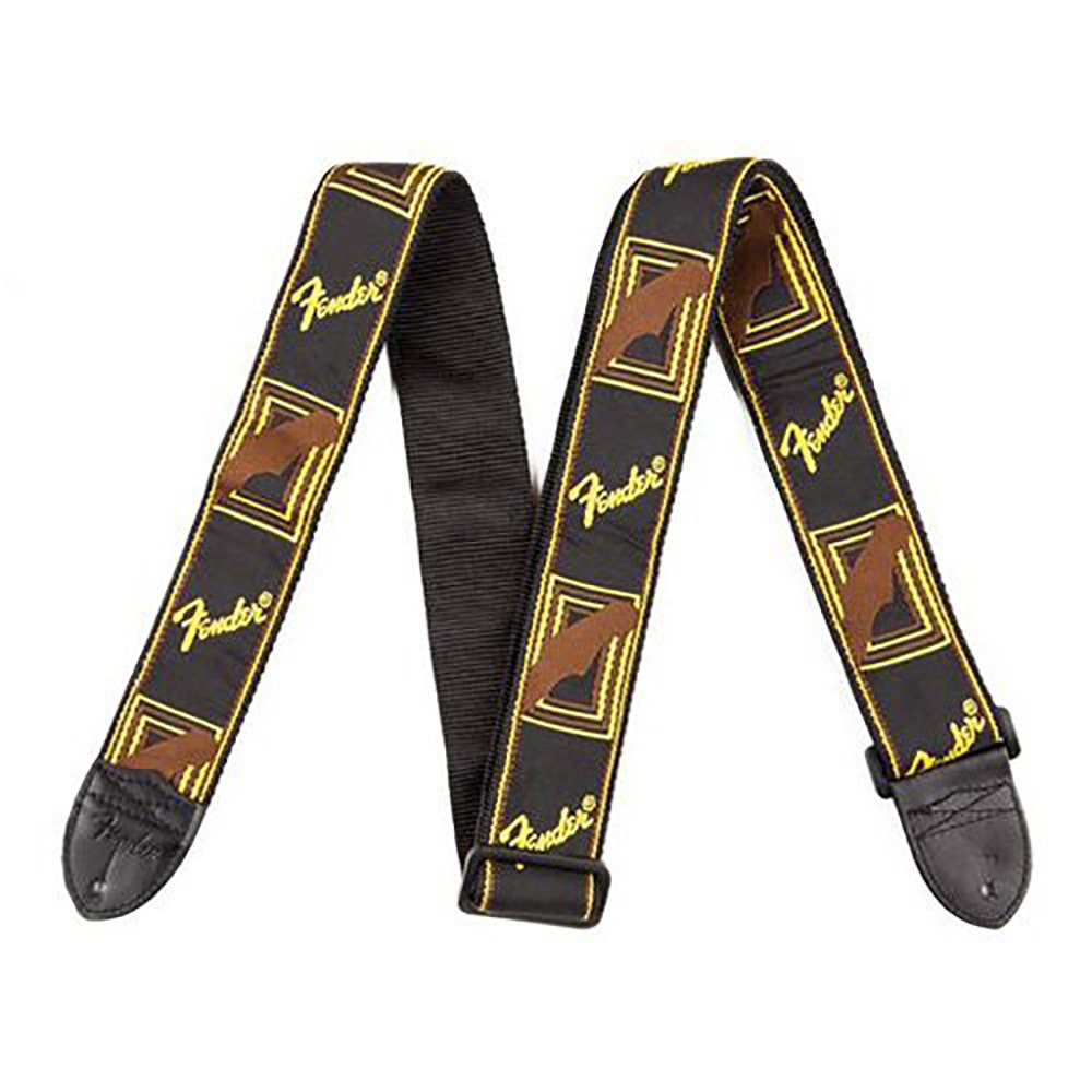 Fender 2" Monogrammed Guitar Strap in Black Yellow Brown