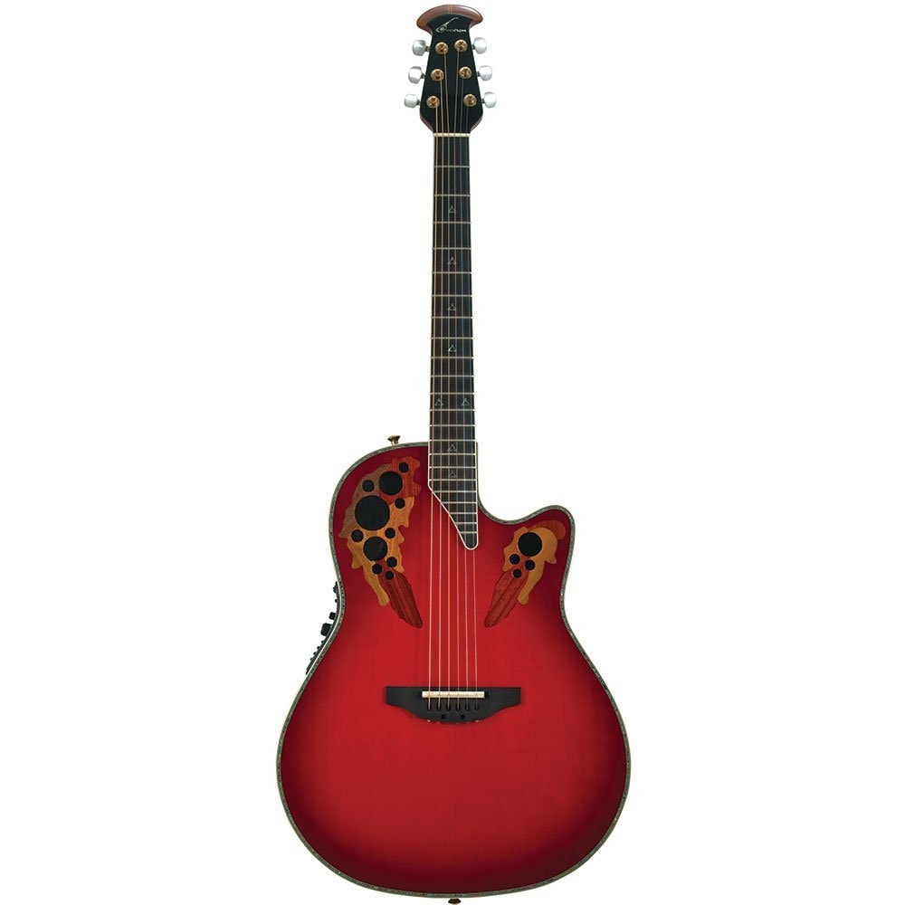 Ovation C2078AX Custom Elite Deep Contour Acoustic-Electric Guitar, Red Tear Drop
