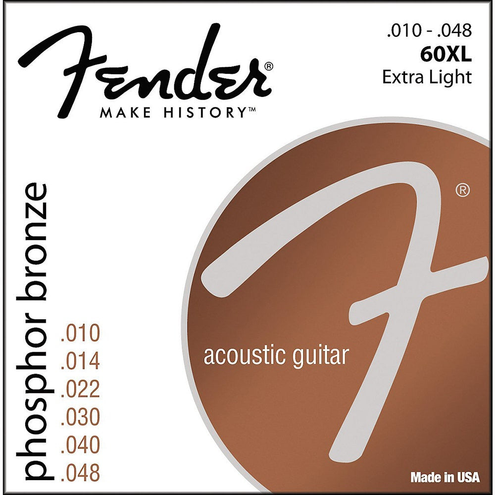 Fender 60XL Phosphor Bronze Extra Light Acoustic Guitar Strings (10-48)