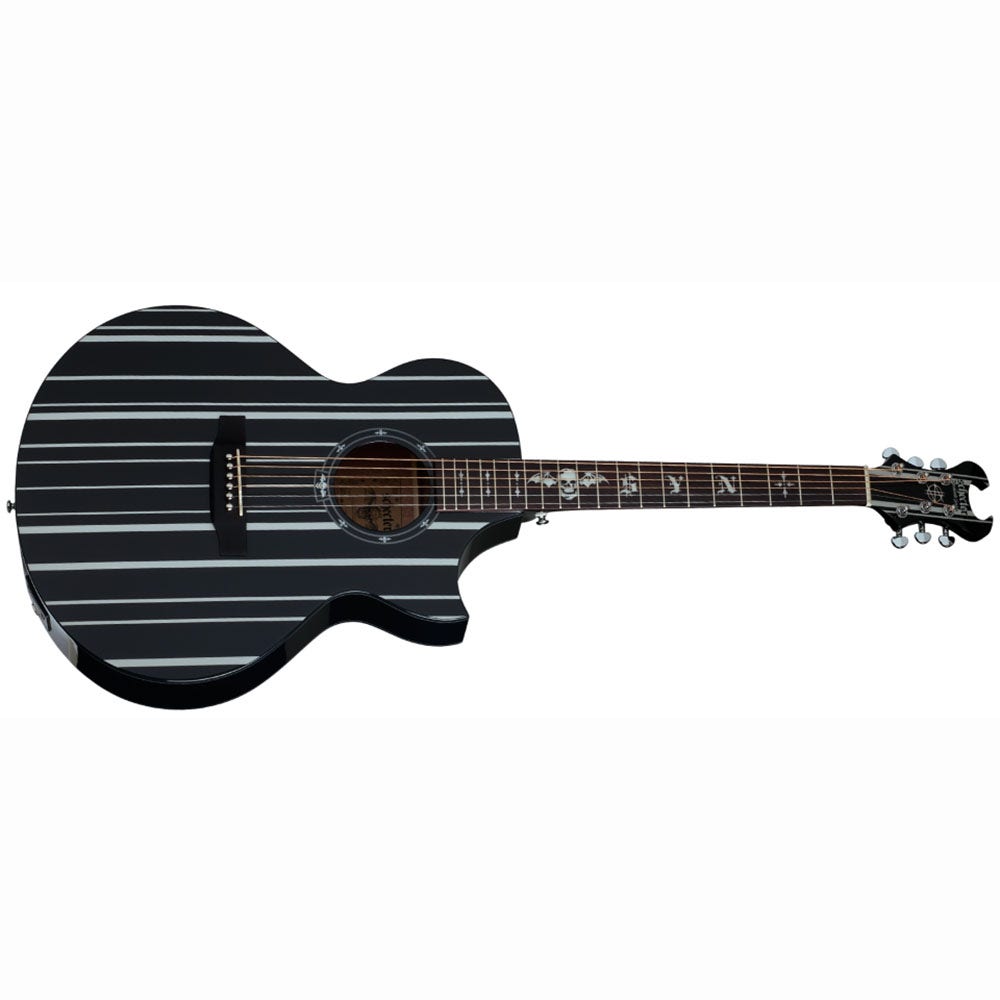 Schecter SYN AC GA SC Synyster Gates Signature Acoustic-Electric Guitar - Gloss Black with Silver Pinstripes