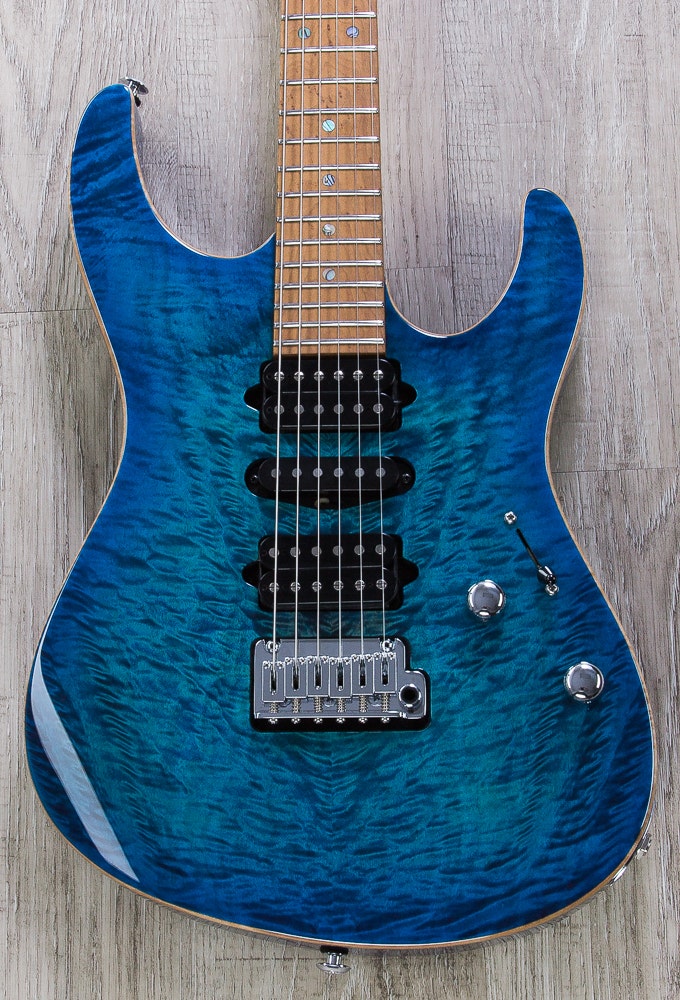 Suhr Modern Electric Guitar, Angel Quilt Maple Top, HSH, Hard Case - Aqua Blue Burst