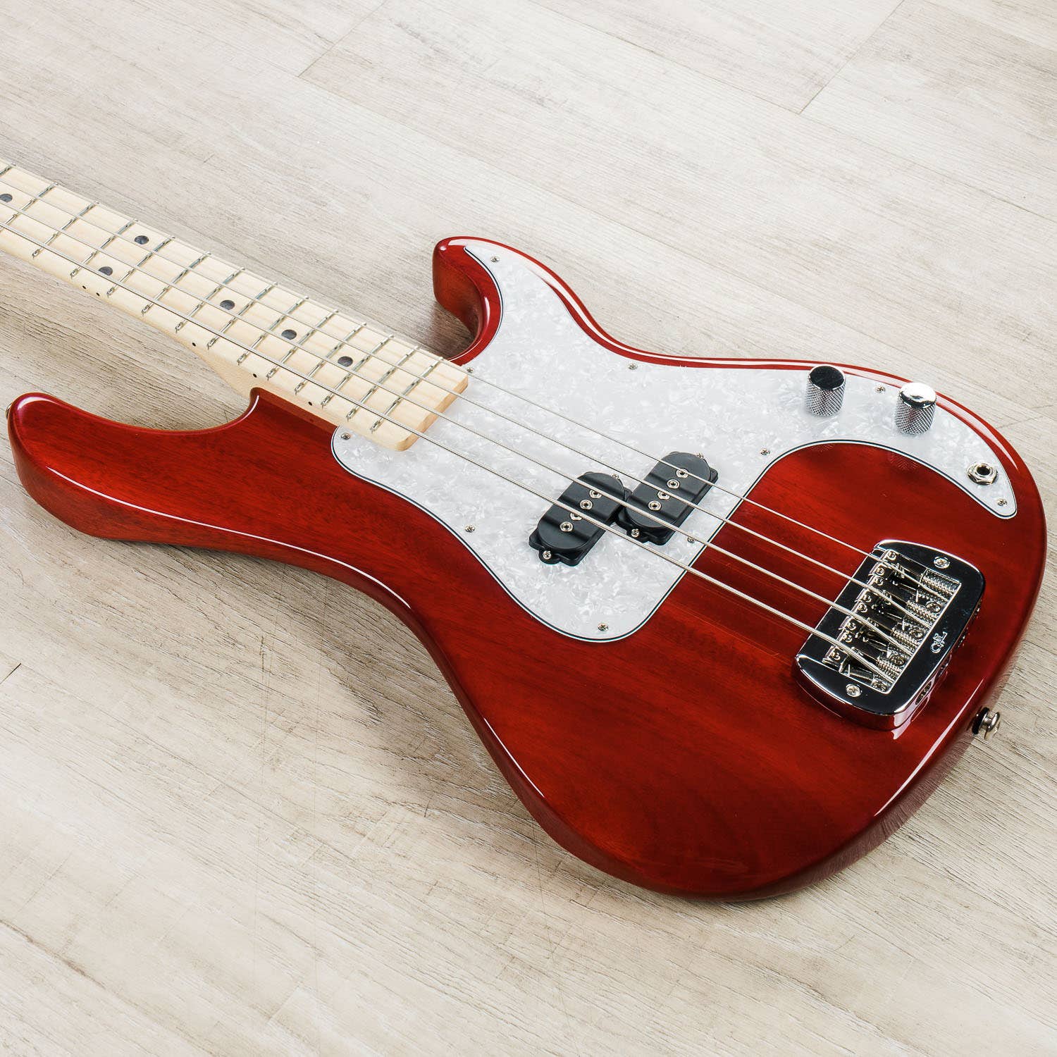 G&L 40th Anniversary SB-1 Bass Guitar, Maple Fingerboard, Clear Ruby Red Finish