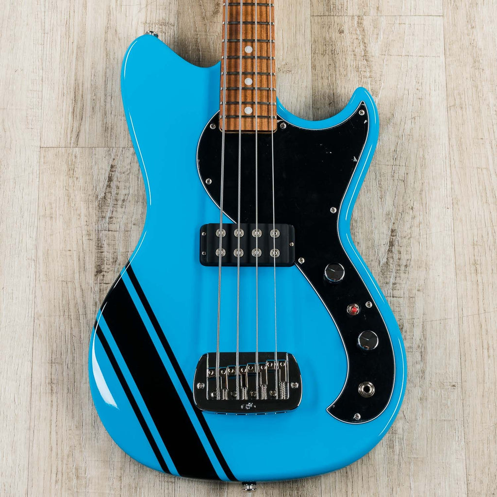 G&L Fallout Bass Launch Edition 30'' Short Scale Bass Guitar, Caribbean Rosewood Fretboard, Miami Blue