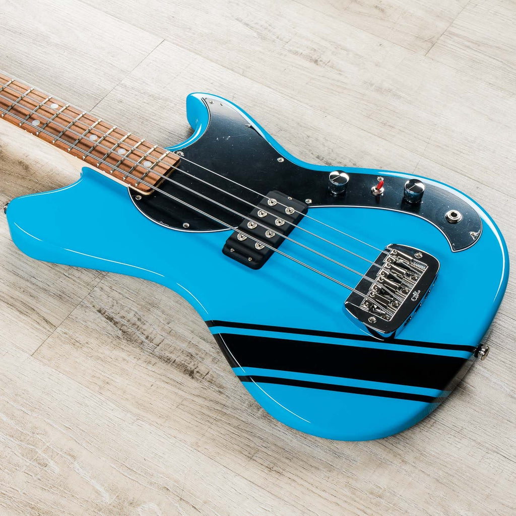 G&L Fallout Bass Launch Edition 30'' Short Scale Bass Guitar, Caribbean Rosewood Fretboard, Miami Blue