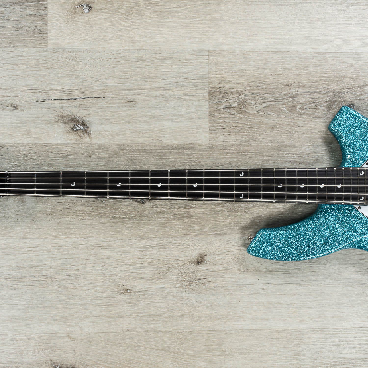 Ernie Ball Music Man Bongo 5 HH 5-String Bass Guitar, Aqua Sparkle, Matching Headstock