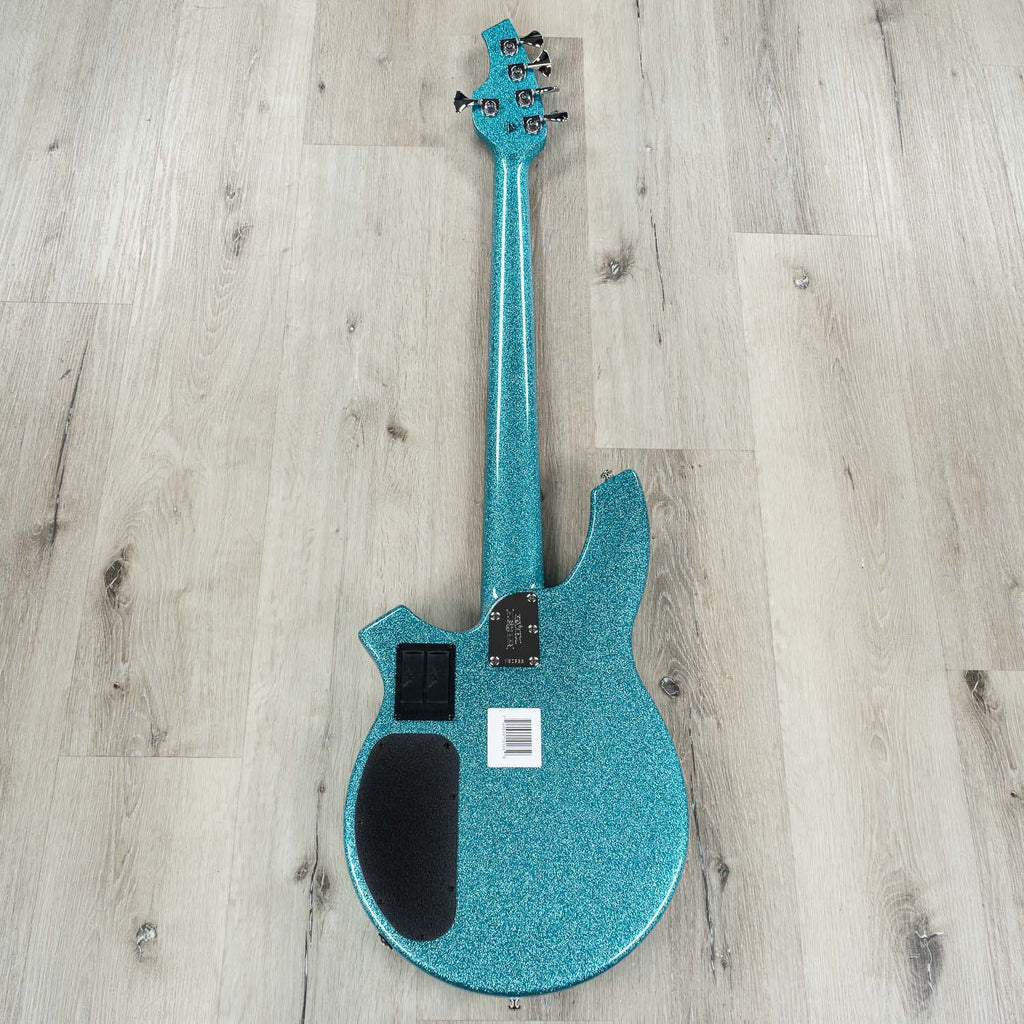 Ernie Ball Music Man Bongo 5 HH 5-String Bass Guitar, Aqua Sparkle, Matching Headstock
