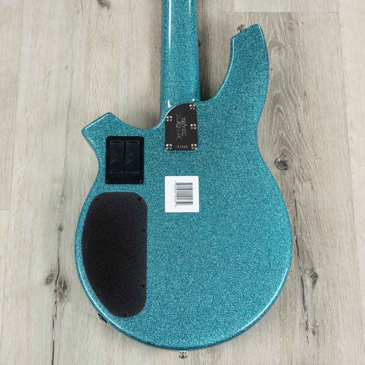 Ernie Ball Music Man Bongo 5 HH 5-String Bass Guitar, Aqua Sparkle, Matching Headstock