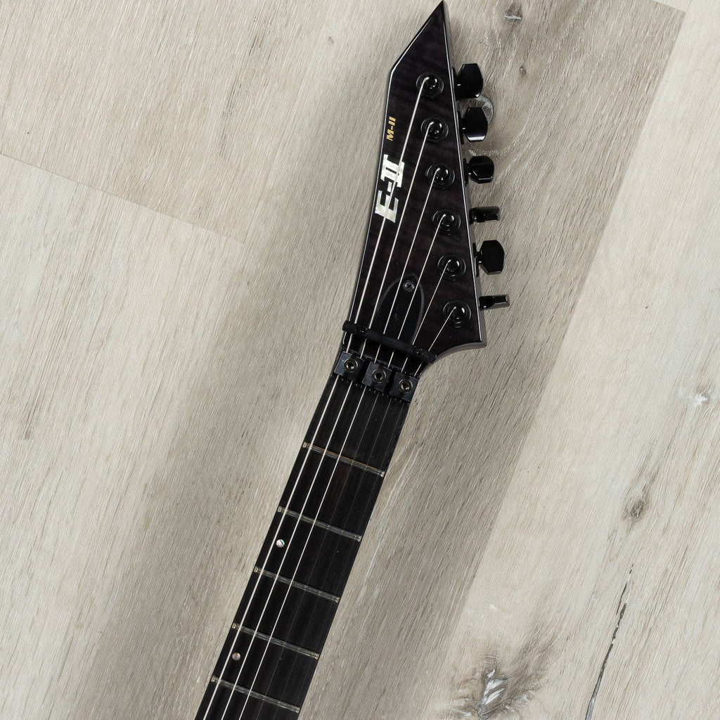 ESP E-II M-II Electric Guitar, Ebony Fretboard, Flame Maple Top-See Thru Black
